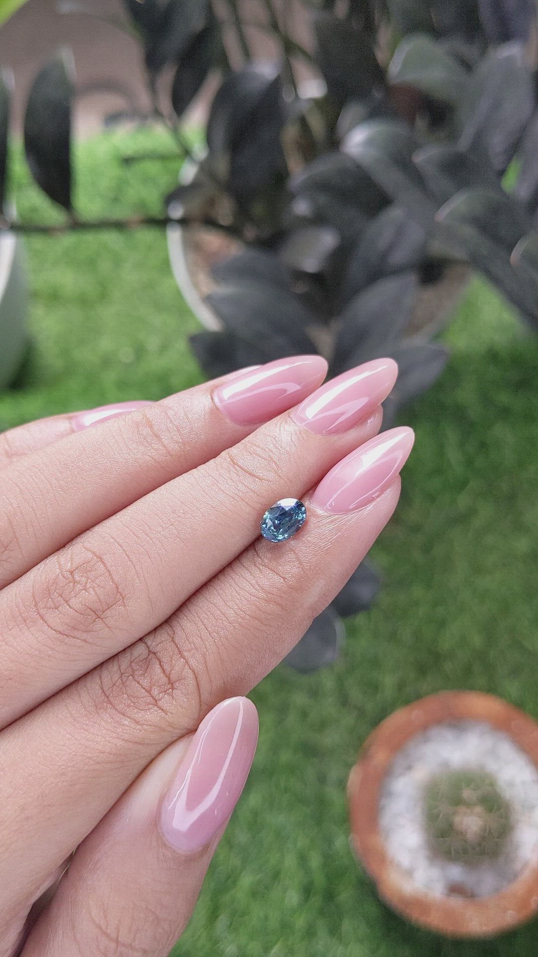 1.10 Ct. Greenish Blue Sapphire from Madagascar Size Video
