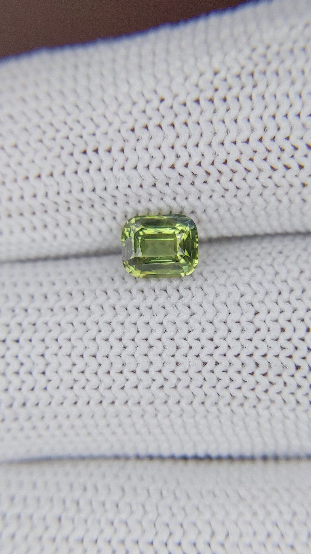1.06 Ct. Yellowish Green Sapphire from Madagascar Size Video