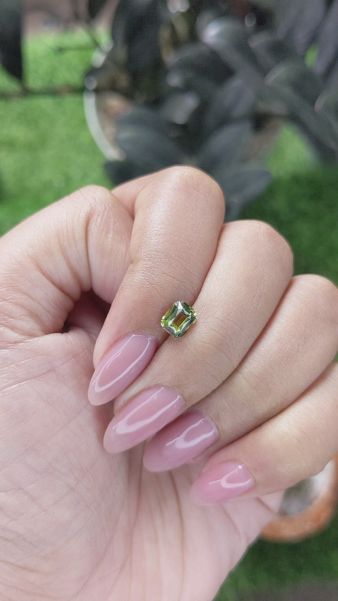 1.06 Ct. Yellowish Green Sapphire from Madagascar Size Video