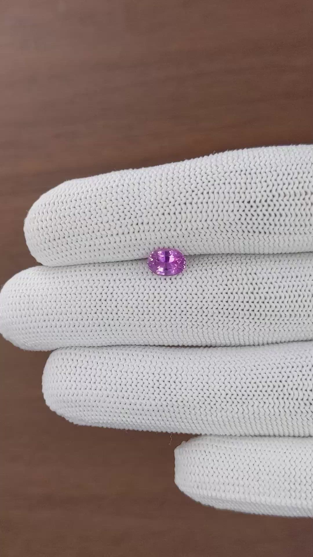 0.94 Ct. Pinkish Purple Sapphire from Ceylon (Sri Lanka) Size Video