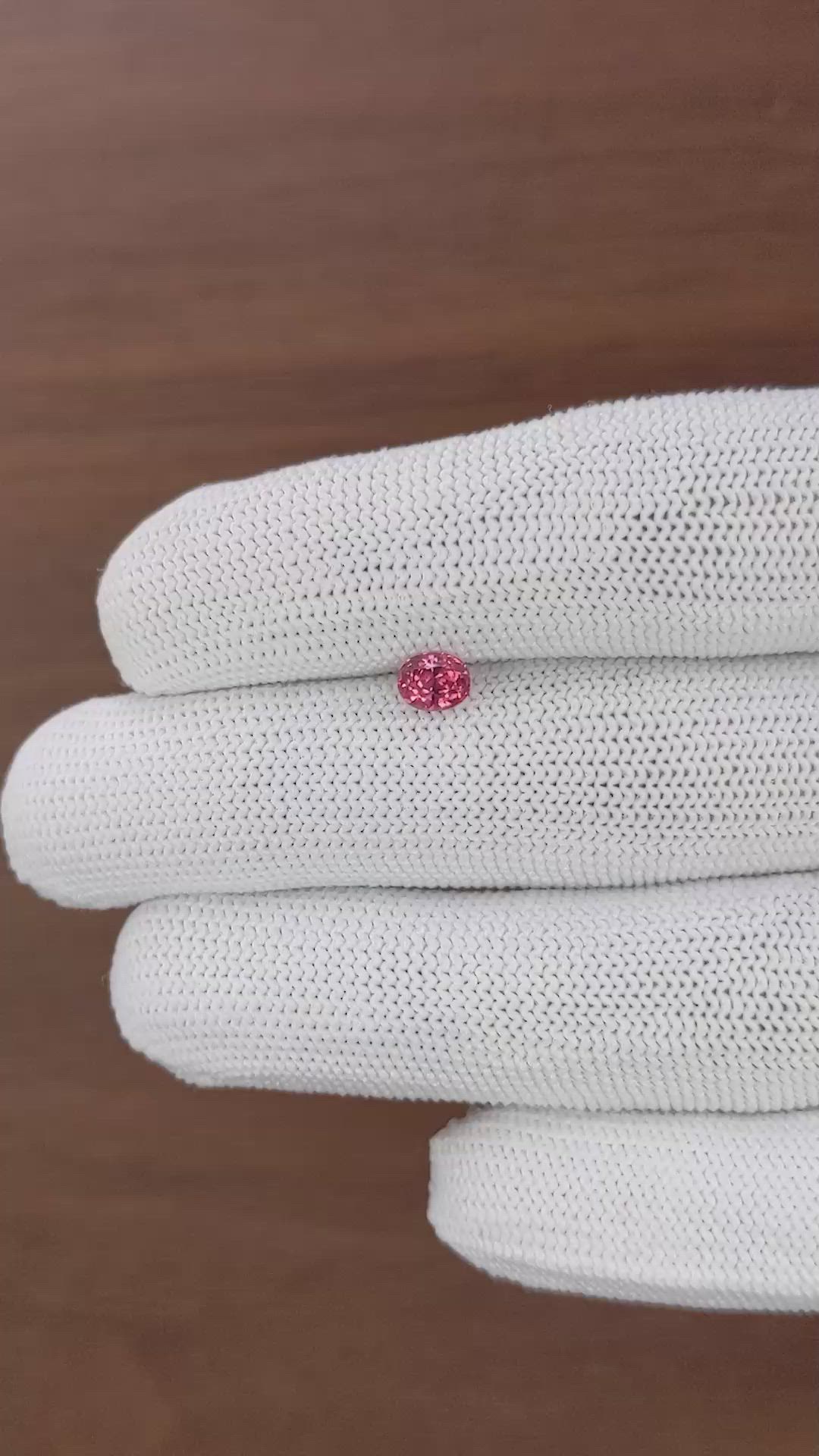 0.71 Ct. Reddish Pink Sapphire from Mozambique Size Video