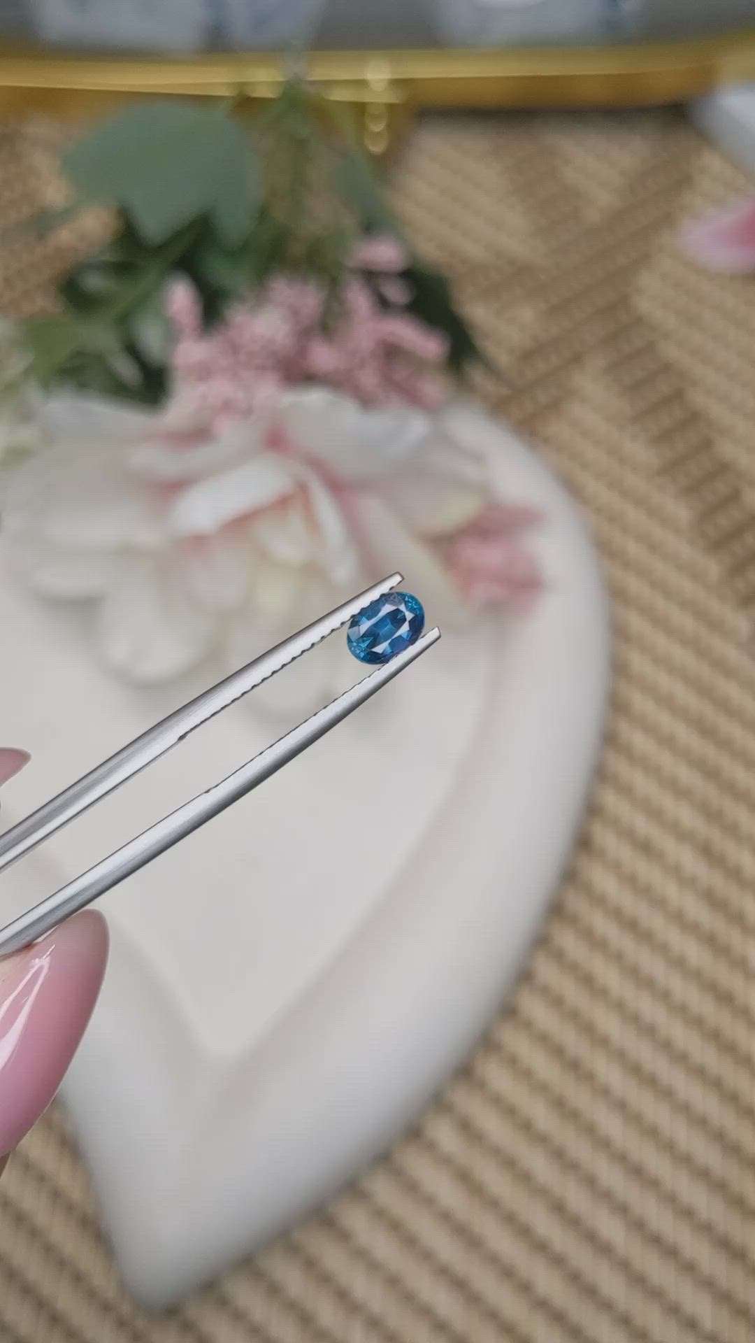 0.81 Ct. Greenish Blue Sapphire from Madagascar Size Video
