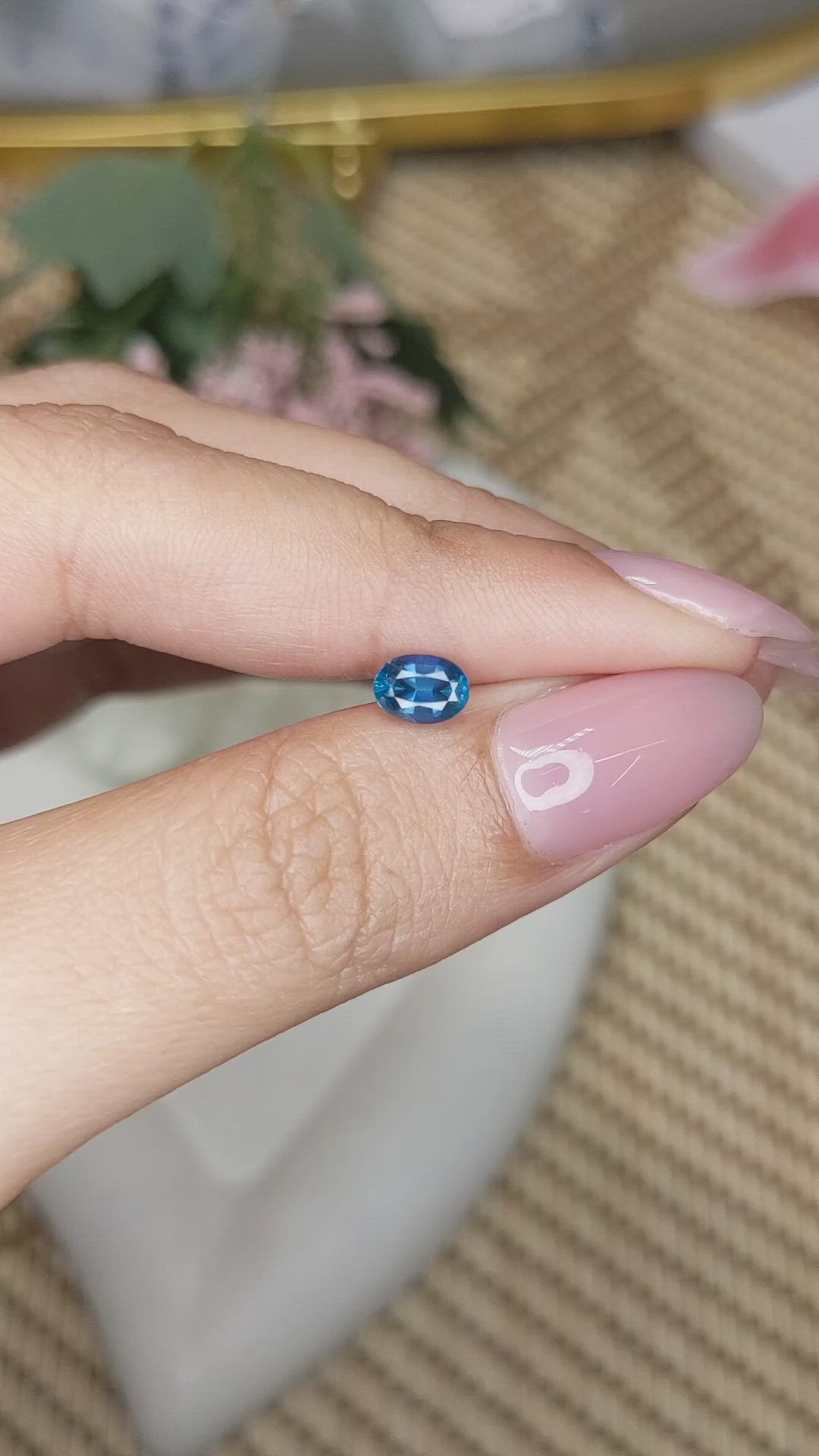 0.81 Ct. Greenish Blue Sapphire from Madagascar Size Video