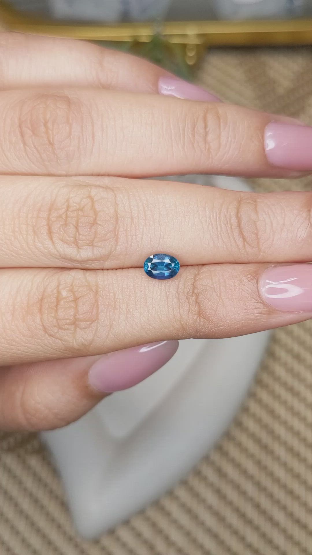 0.81 Ct. Greenish Blue Sapphire from Madagascar Size Video