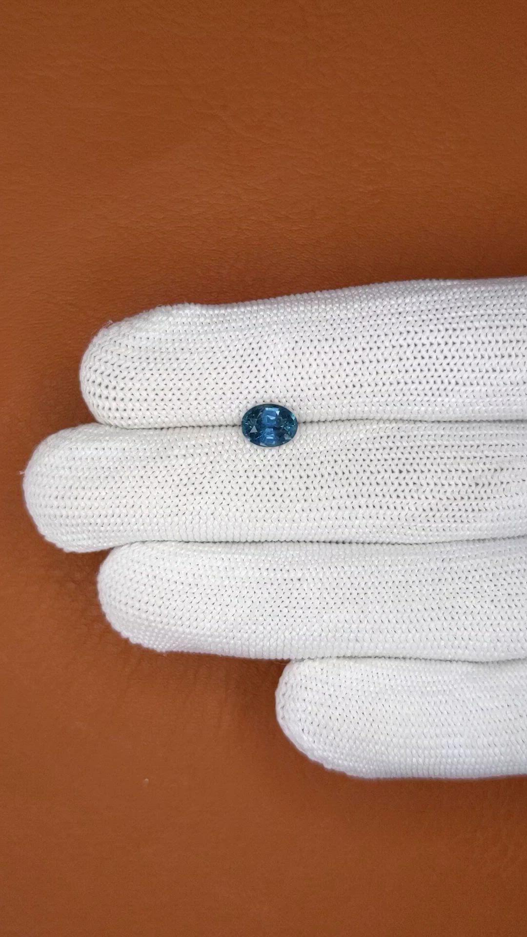 1.44 Ct. Greenish Blue Sapphire from Madagascar Size Video