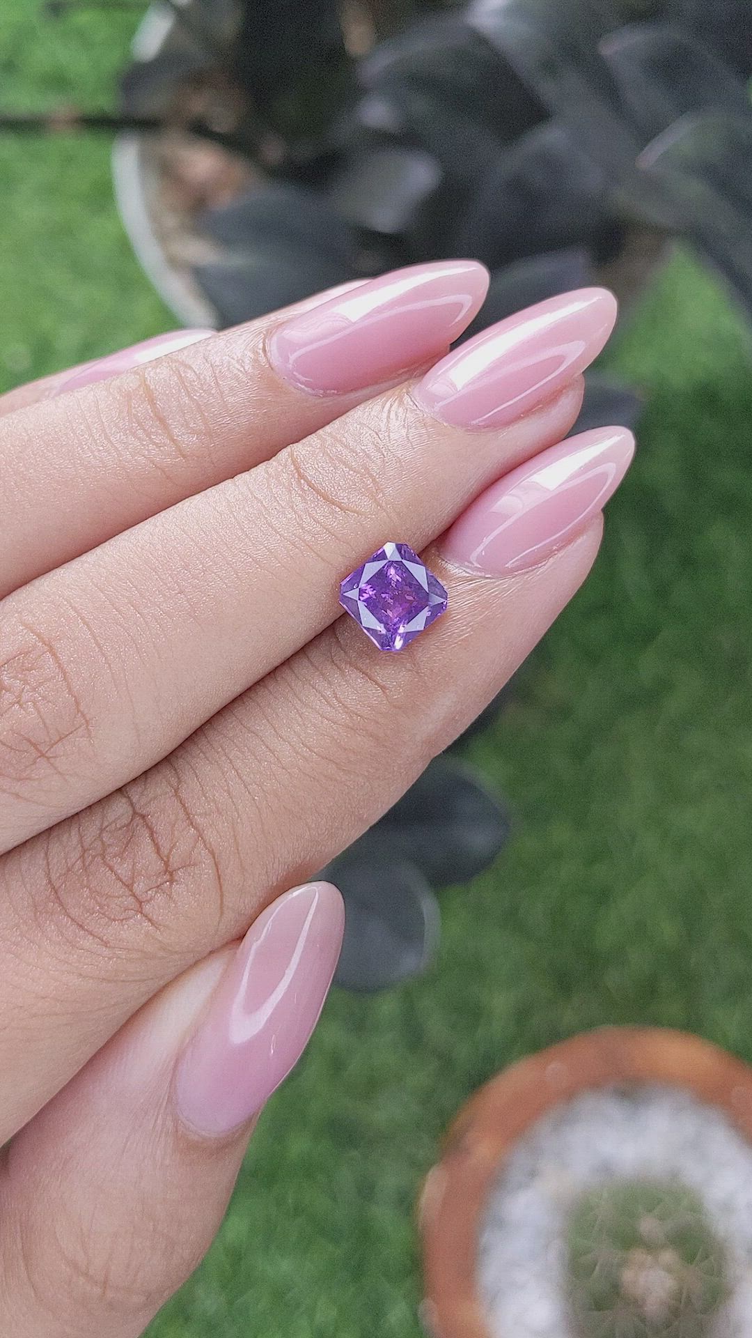 1.59 Ct. Bluish Purple Sapphire from Madagascar Size Video