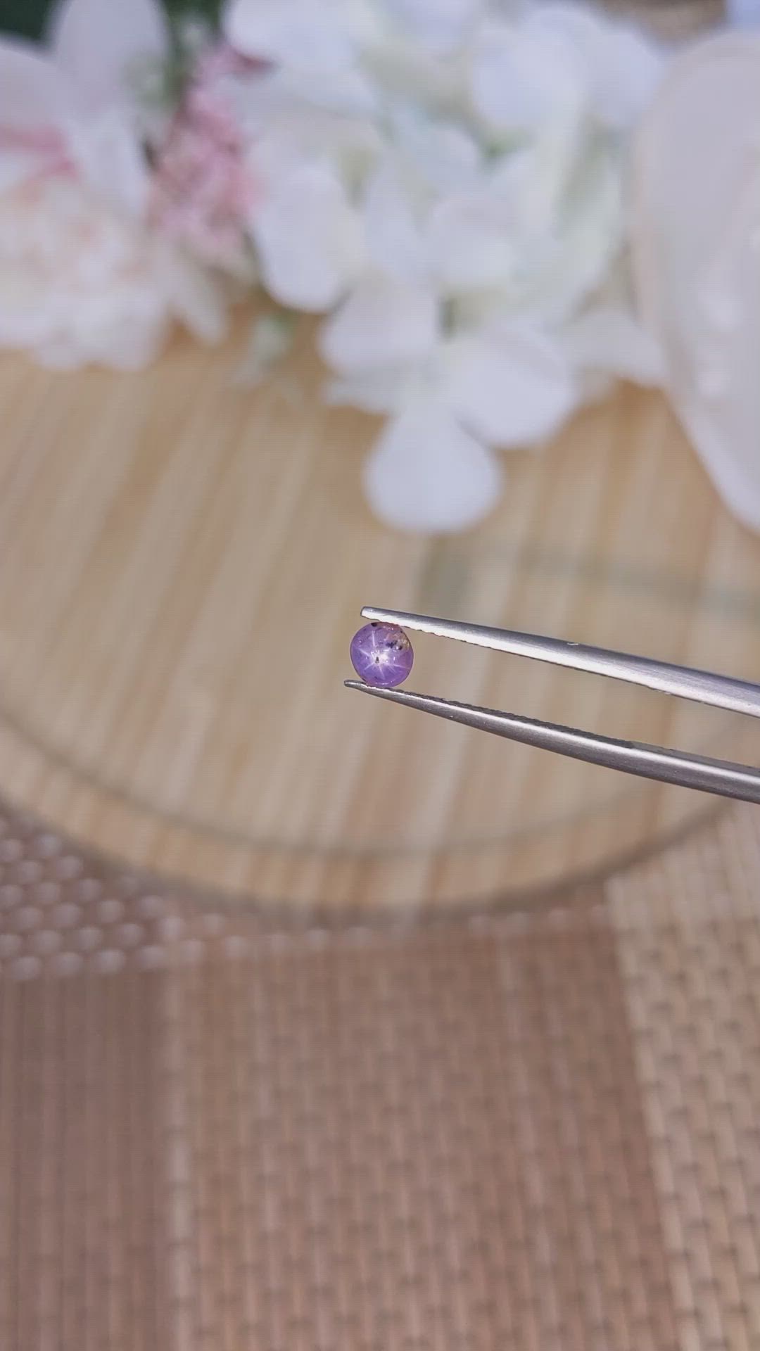 0.47 Ct. Pinkish Purple Star Sapphire from Ceylon (Sri Lanka) Size Video