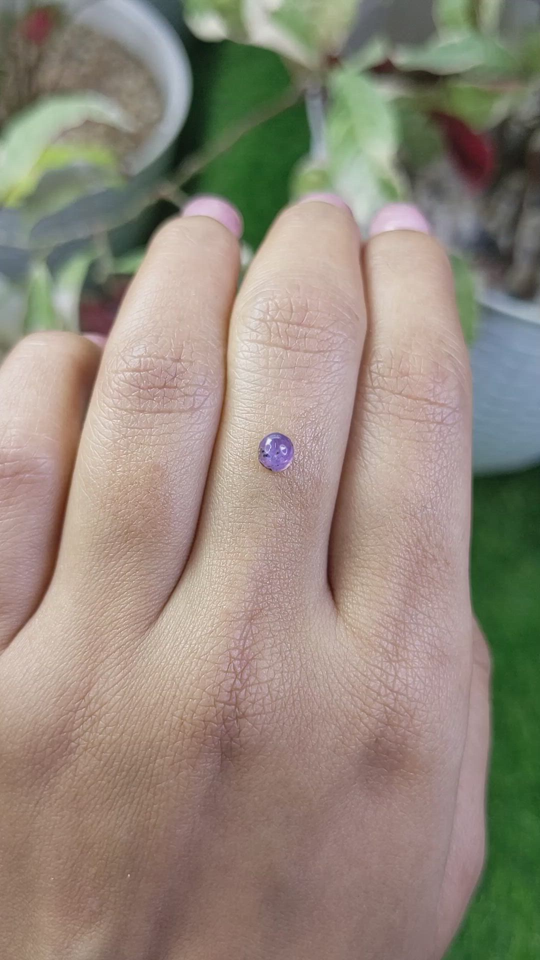 0.47 Ct. Pinkish Purple Star Sapphire from Ceylon (Sri Lanka) Size Video