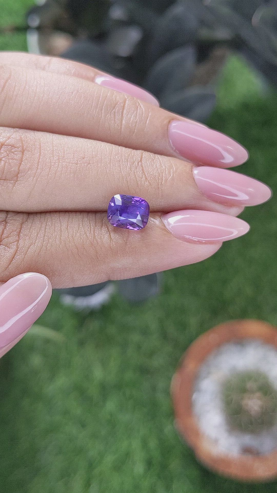 2.54 Ct. Pinkish Purple Sapphire from Madagascar Size Video