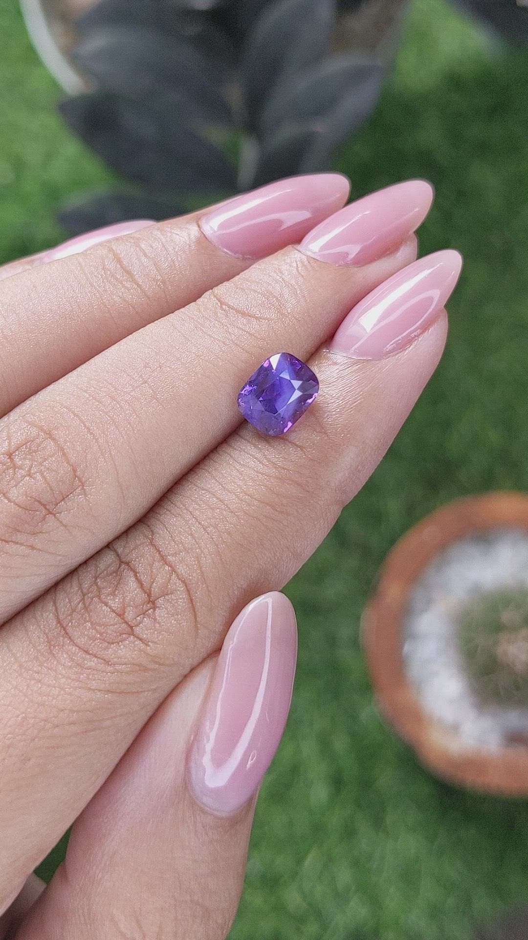 2.54 Ct. Pinkish Purple Sapphire from Madagascar Size Video