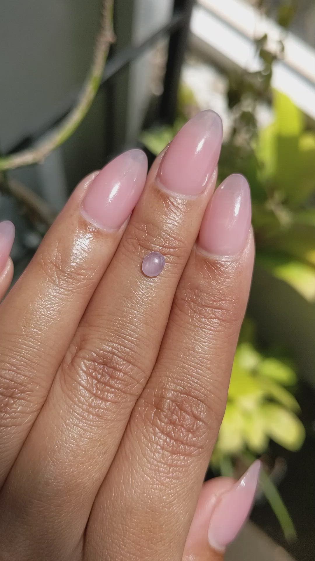 0.34 Ct. Pinkish Purple Cabochon Sapphire from Ceylon (Sri Lanka) Size Video