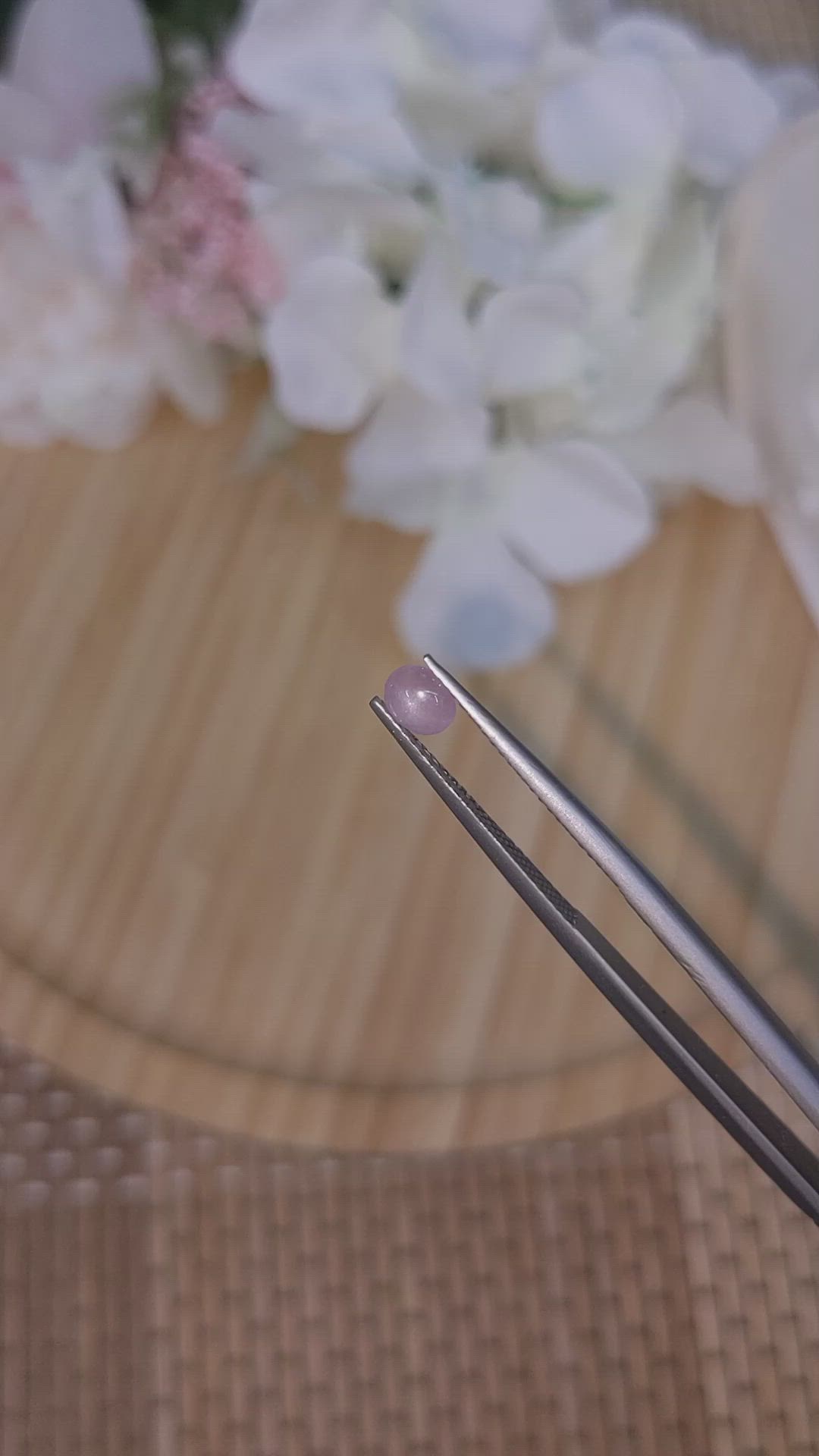 0.34 Ct. Pinkish Purple Cabochon Sapphire from Ceylon (Sri Lanka) Size Video