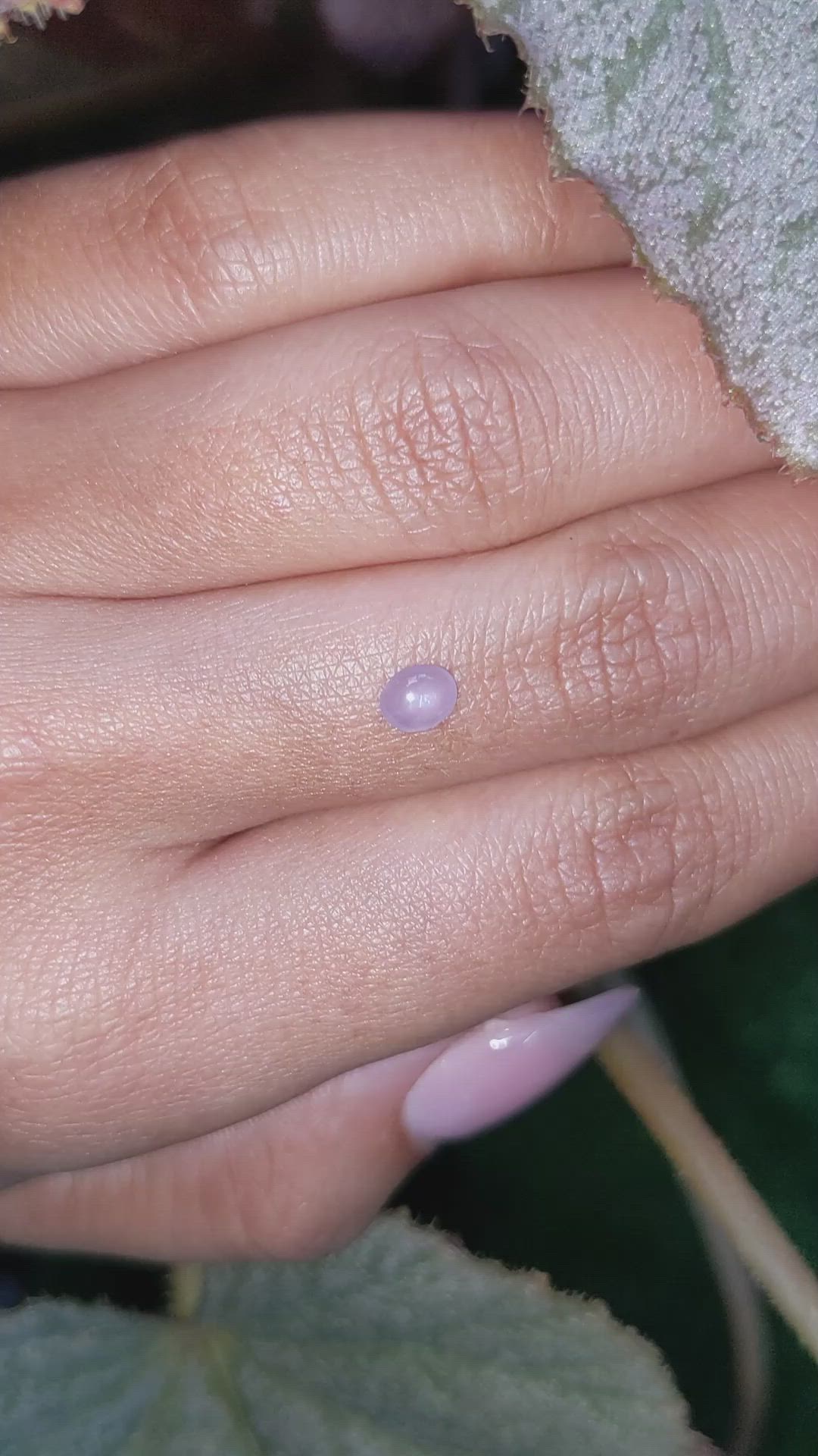 0.34 Ct. Pinkish Purple Cabochon Sapphire from Ceylon (Sri Lanka) Size Video