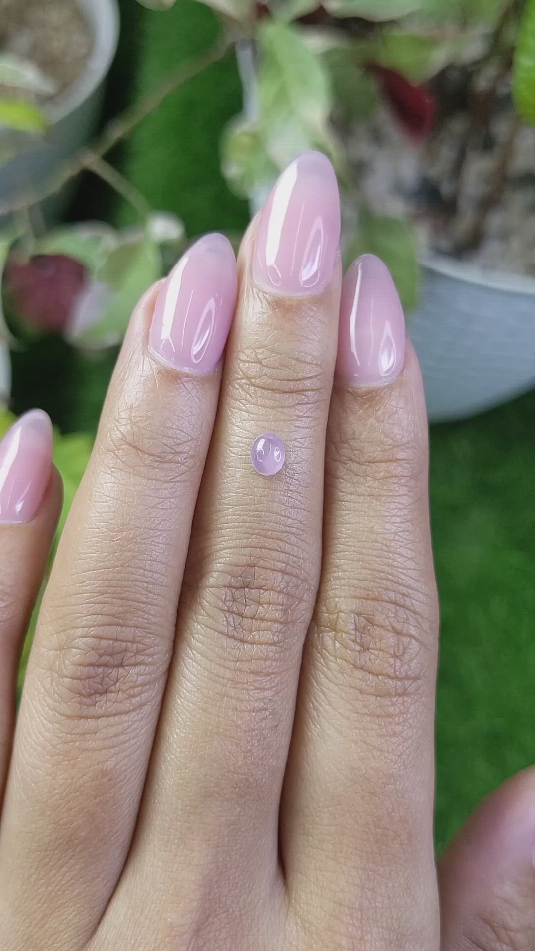 0.34 Ct. Pinkish Purple Cabochon Sapphire from Ceylon (Sri Lanka) Size Video