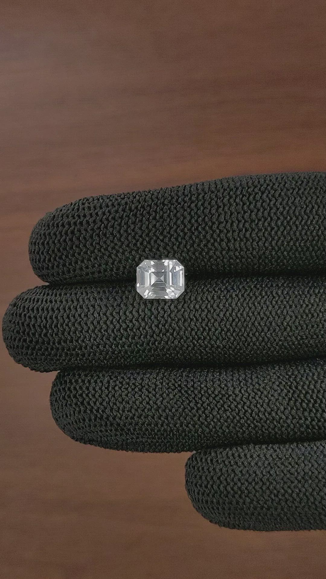 3.55 Ct. White Sapphire from Ceylon (Sri Lanka) Size Video