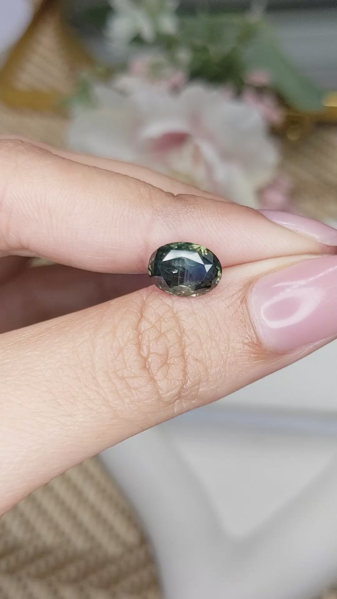 2.73 Ct. Bluish Green Sapphire from Ceylon (Sri Lanka) Size Video