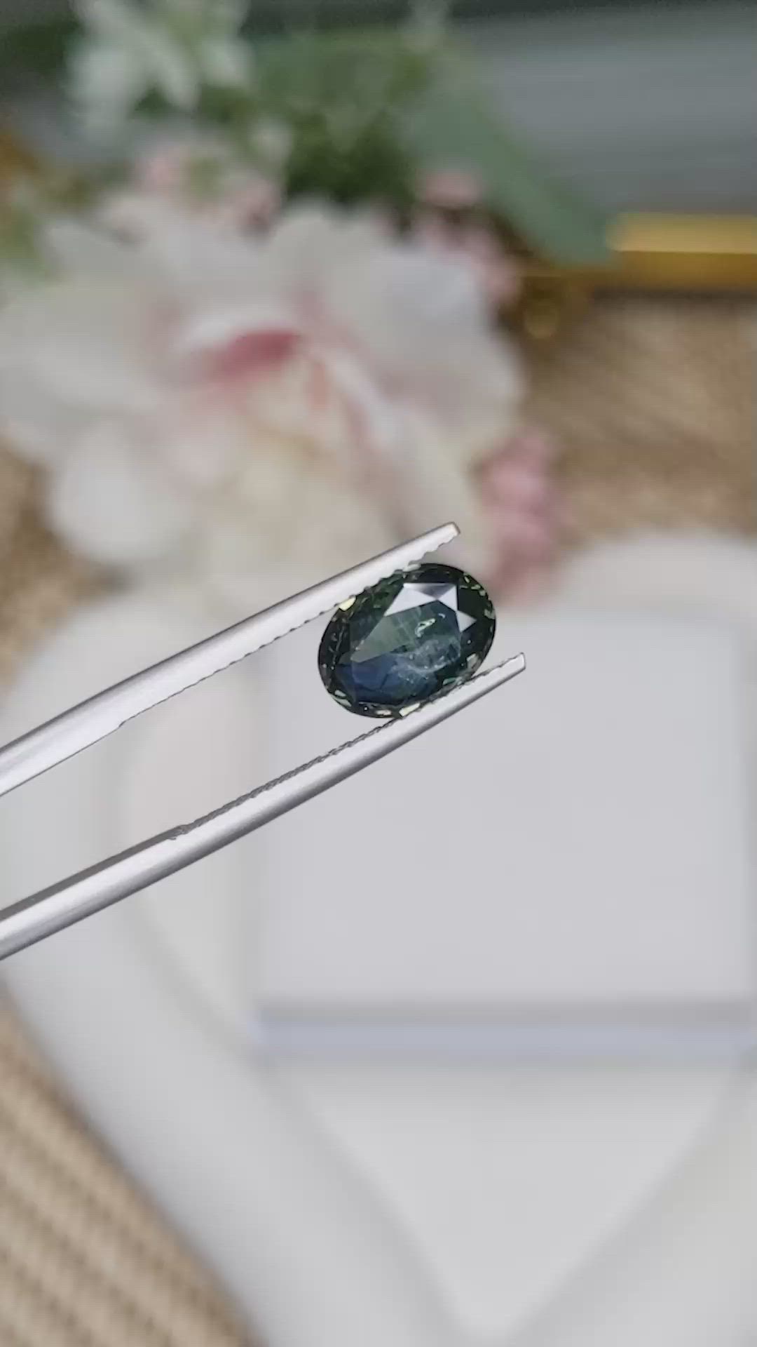 2.73 Ct. Bluish Green Sapphire from Ceylon (Sri Lanka) Size Video
