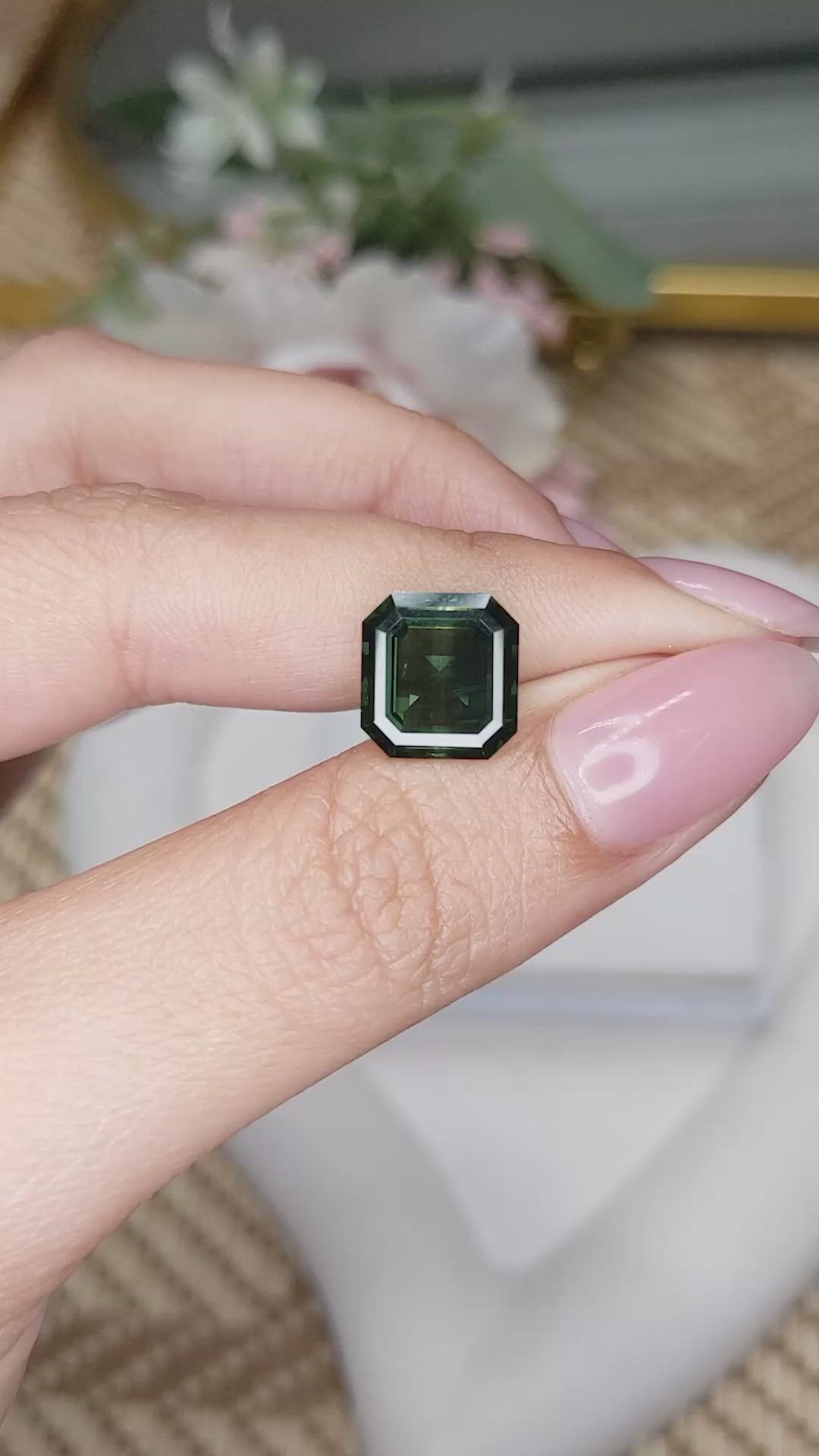 5.24 Ct. Bluish Green Sapphire from Ceylon (Sri Lanka) Size Video