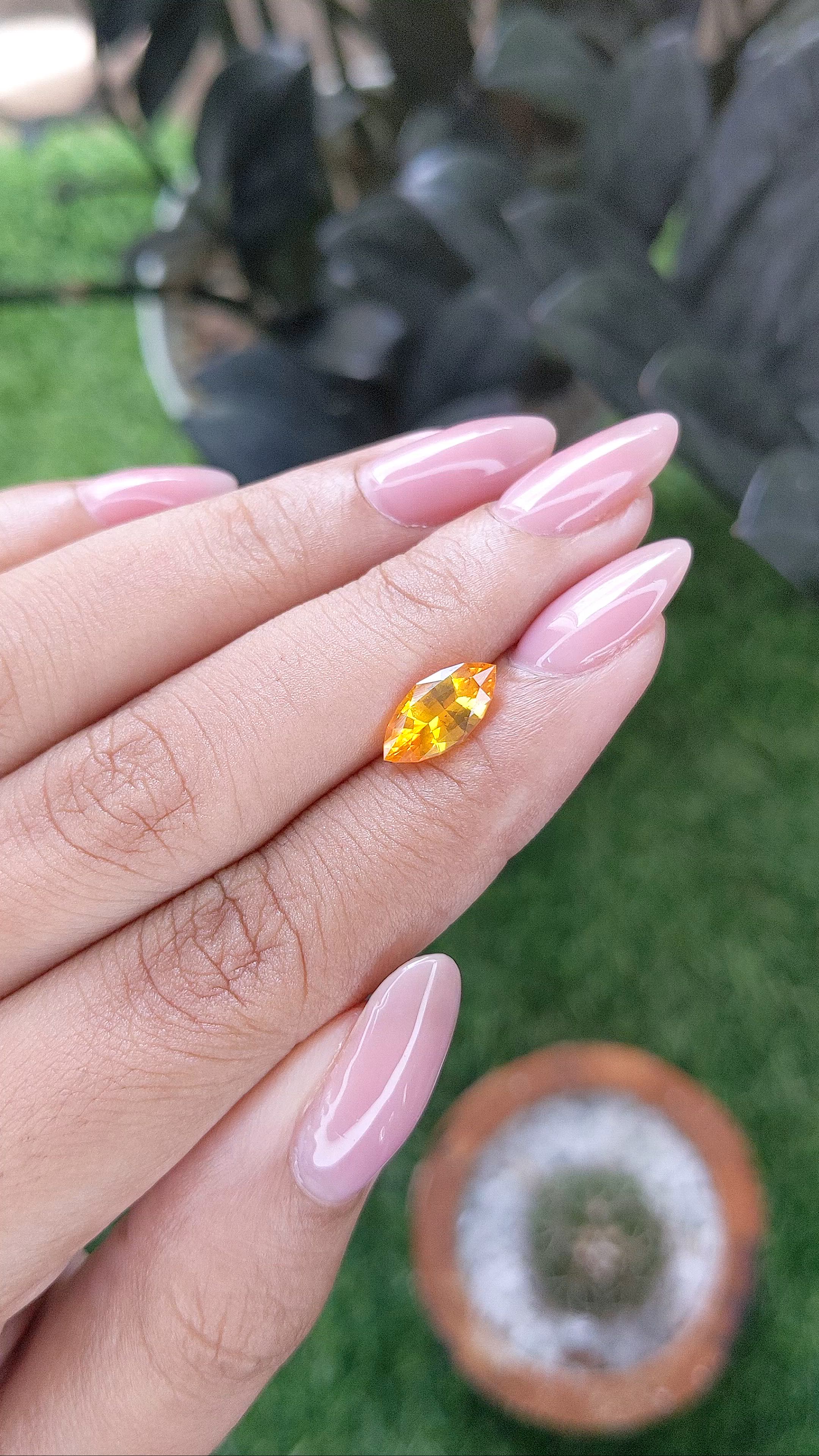 2.03 Ct. Orangish Yellow Sapphire from Ceylon (Sri Lanka) Size Video