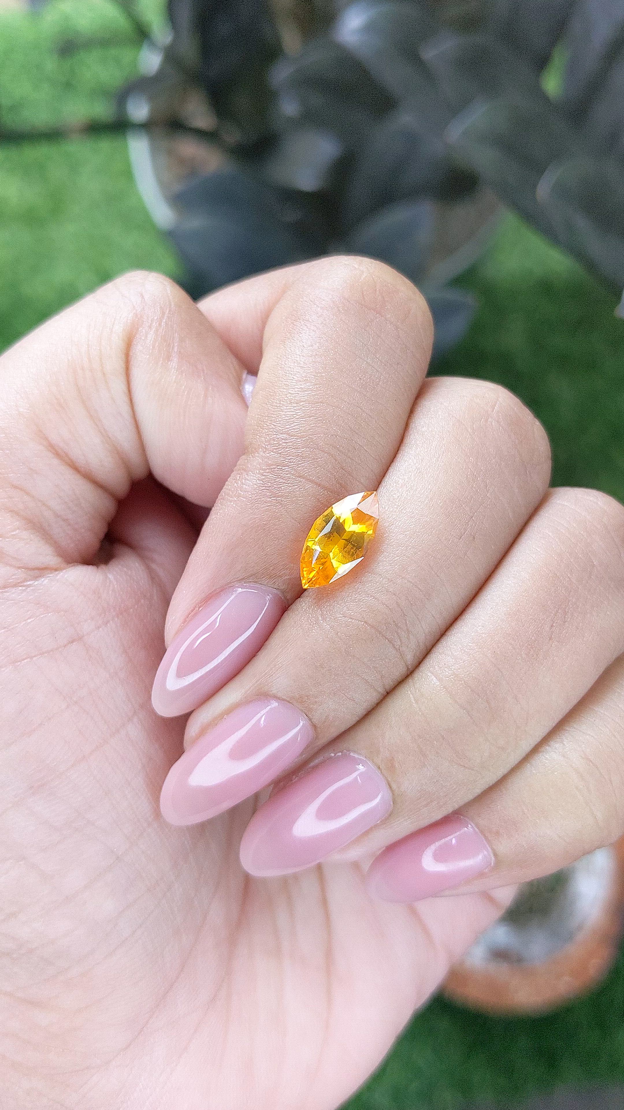 2.03 Ct. Orangish Yellow Sapphire from Ceylon (Sri Lanka) Size Video