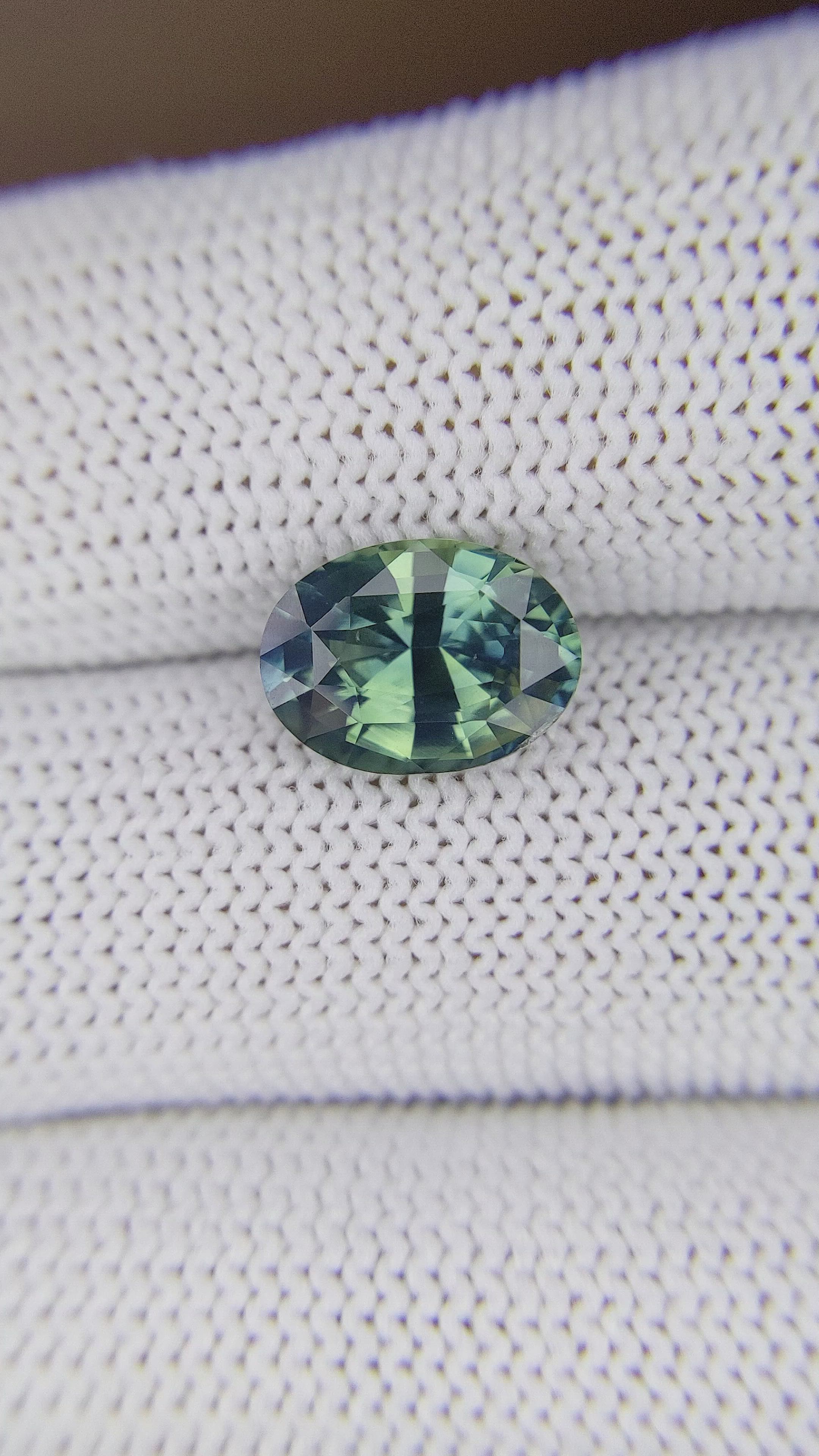 4.04 Ct. Bluish Green Sapphire from Madagascar Size Video