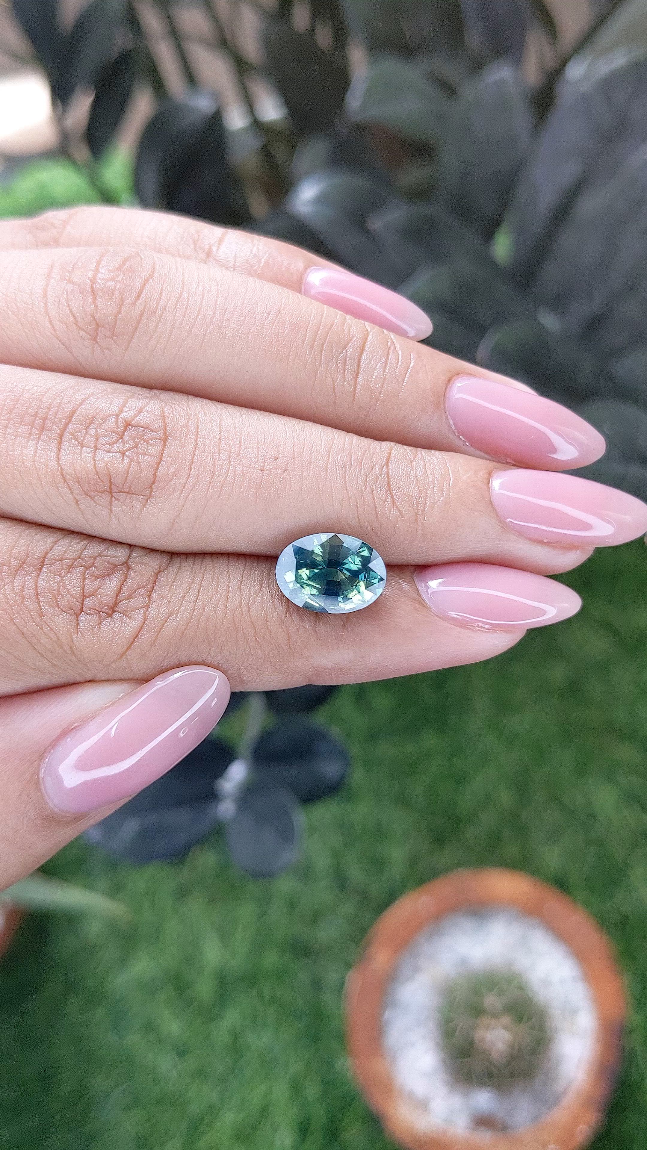 4.04 Ct. Bluish Green Sapphire from Madagascar Size Video