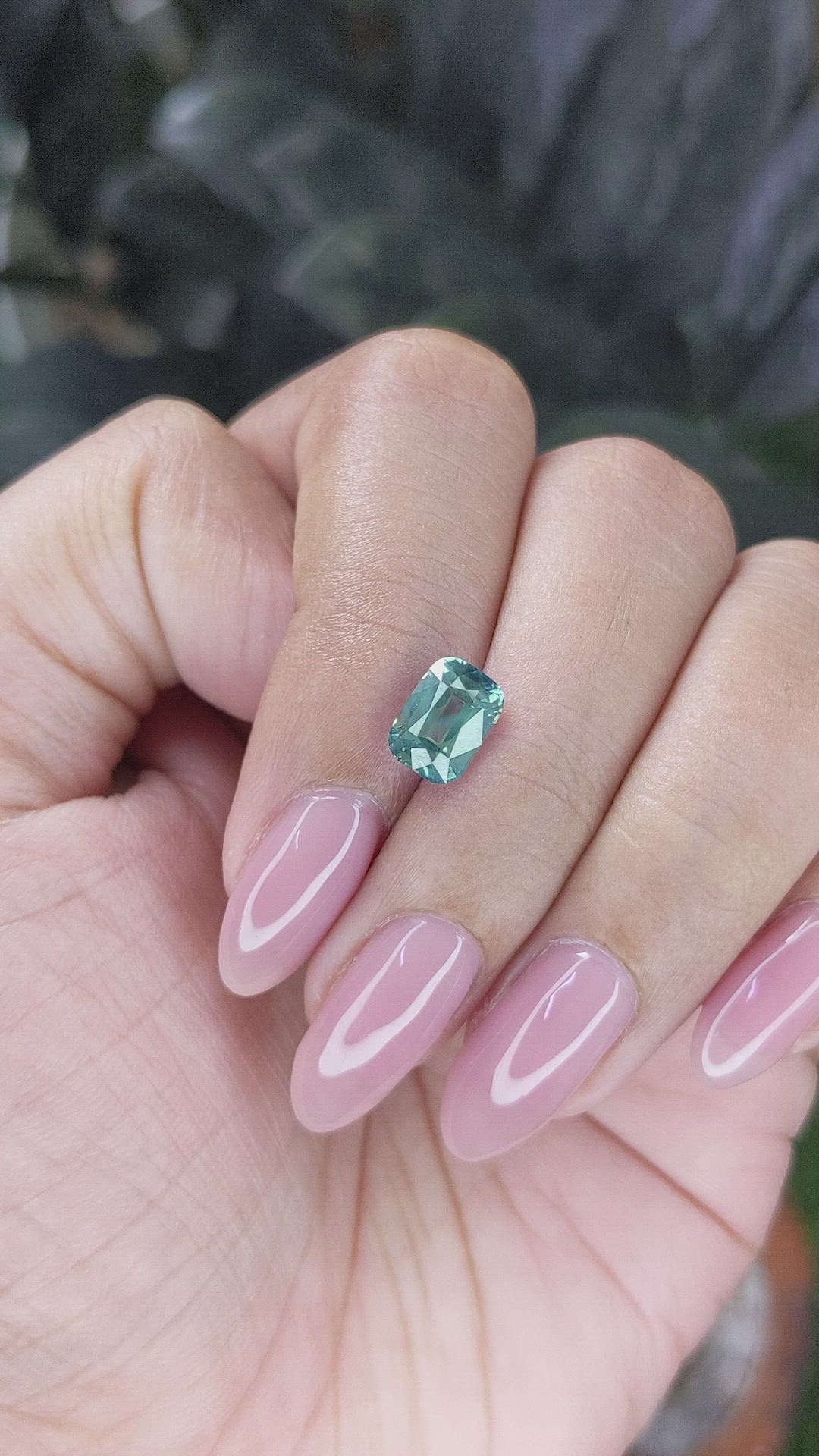 2.10 Ct. Bluish Green Sapphire from Madagascar Size Video