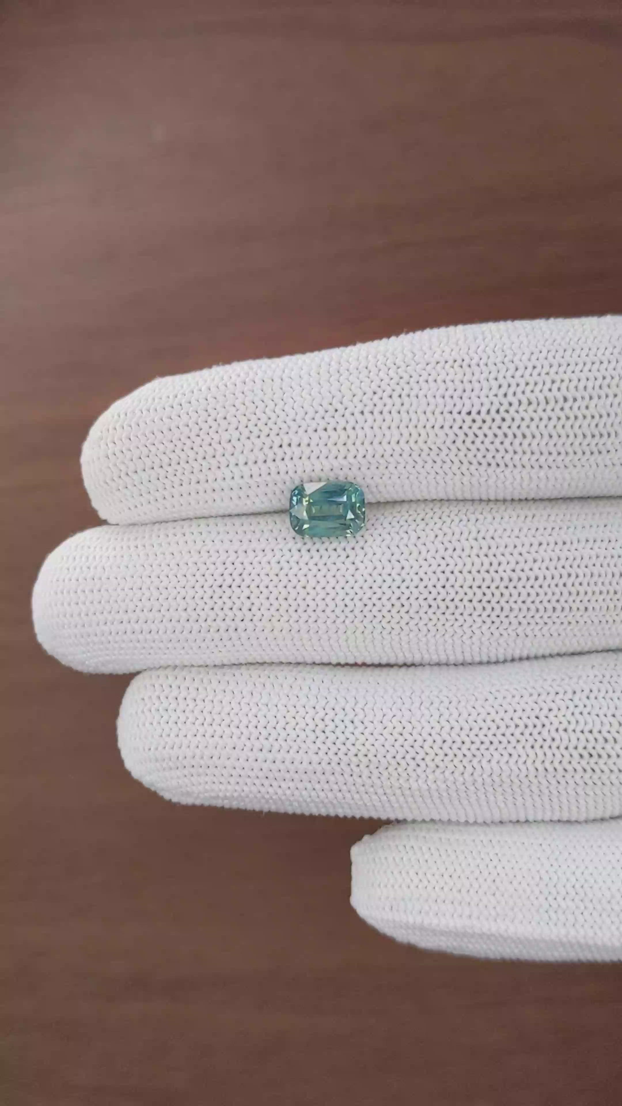 2.10 Ct. Bluish Green Sapphire from Madagascar Size Video