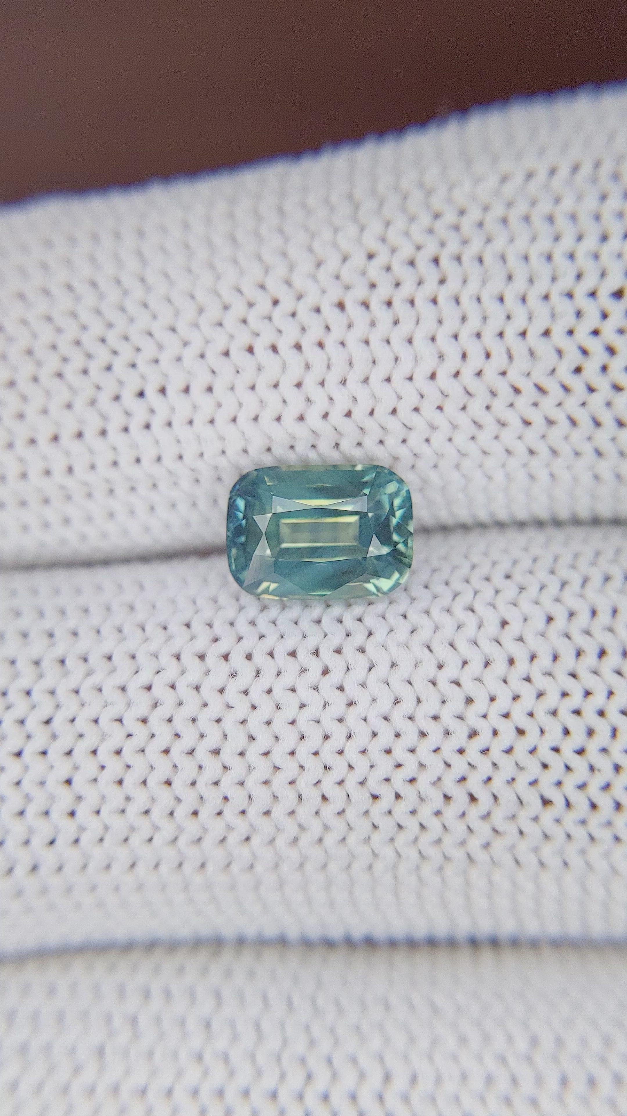 2.10 Ct. Bluish Green Sapphire from Madagascar Size Video
