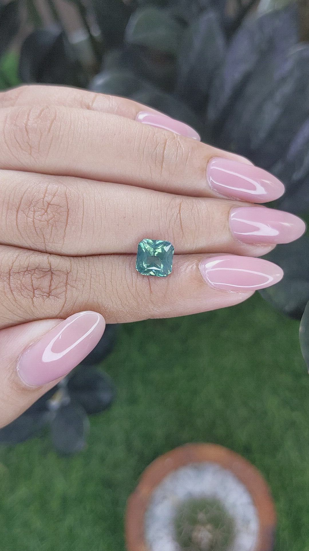 2.53 Ct. Bluish Green Sapphire from Madagascar Size Video