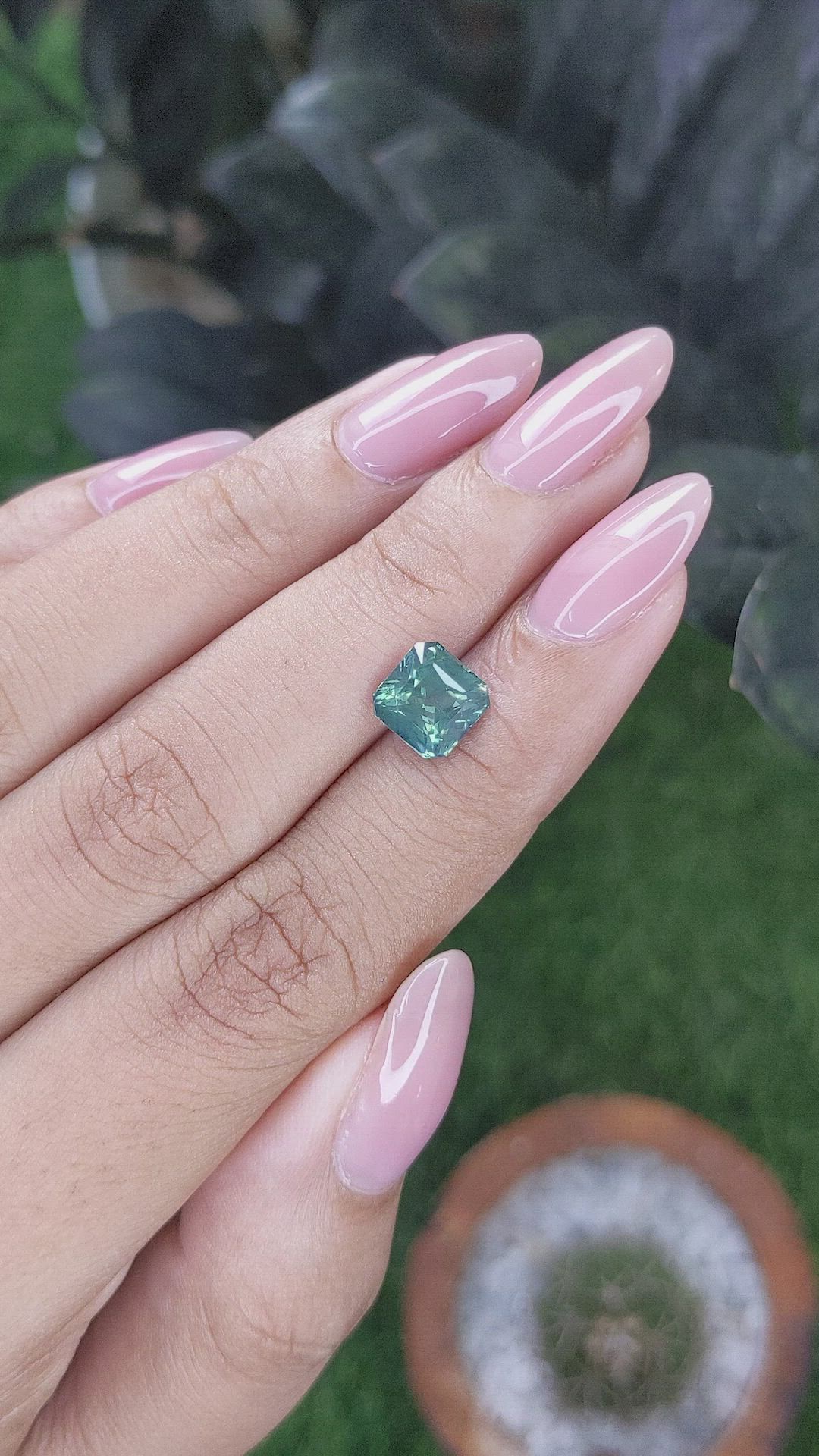 2.53 Ct. Bluish Green Sapphire from Madagascar Size Video