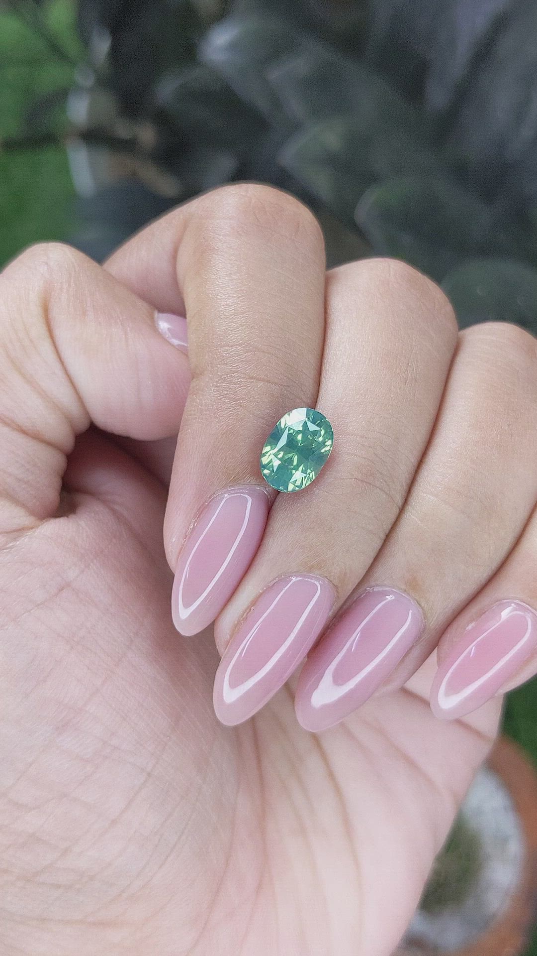 2.51 Ct. Bluish Green Sapphire from Madagascar Size Video