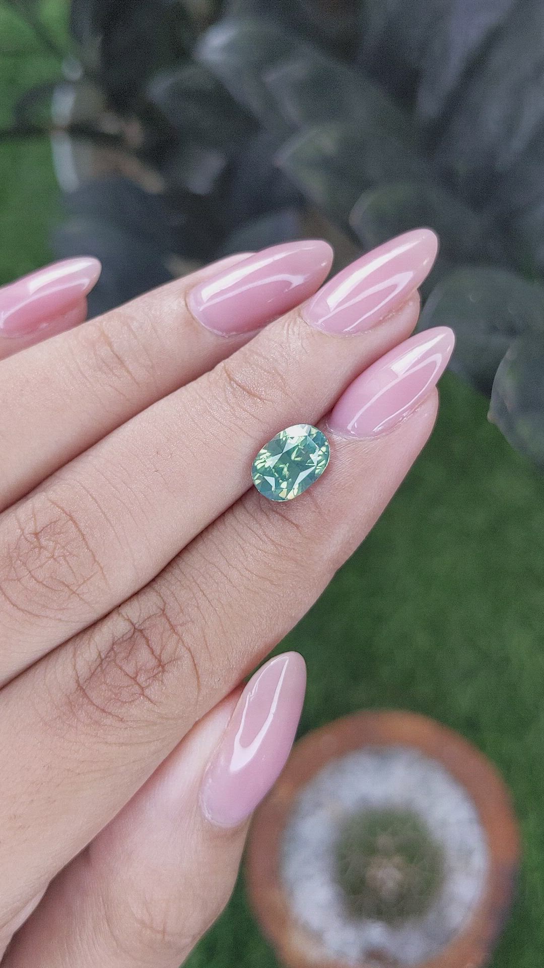 2.51 Ct. Bluish Green Sapphire from Madagascar Size Video