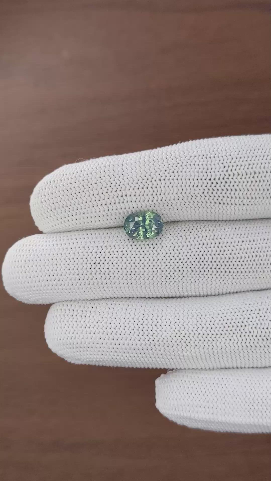 2.51 Ct. Bluish Green Sapphire from Madagascar Size Video