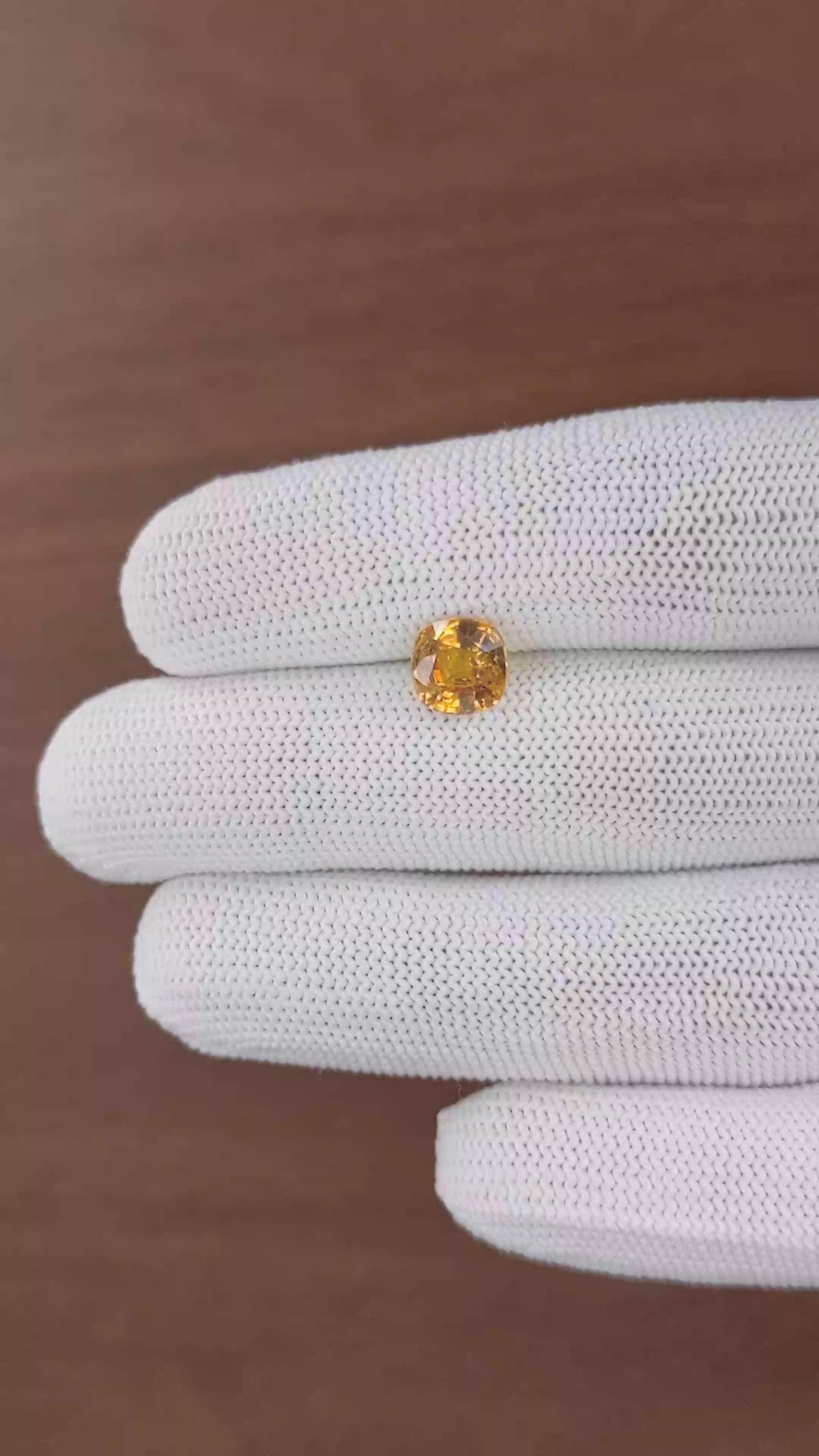 2.48 Ct. Orangish Yellow Sapphire from Ceylon (Sri Lanka) Size Video