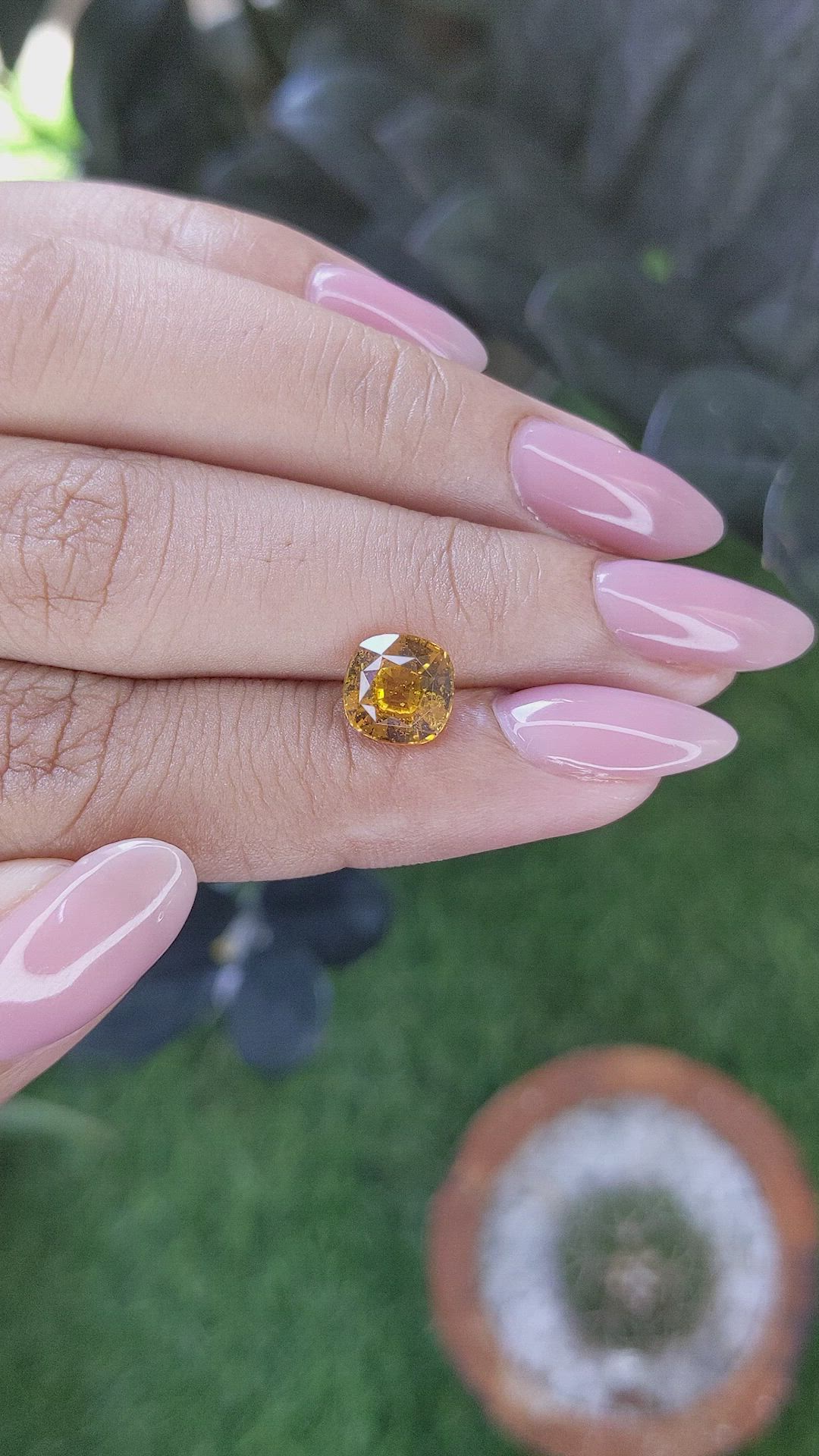 2.48 Ct. Orangish Yellow Sapphire from Ceylon (Sri Lanka) Size Video