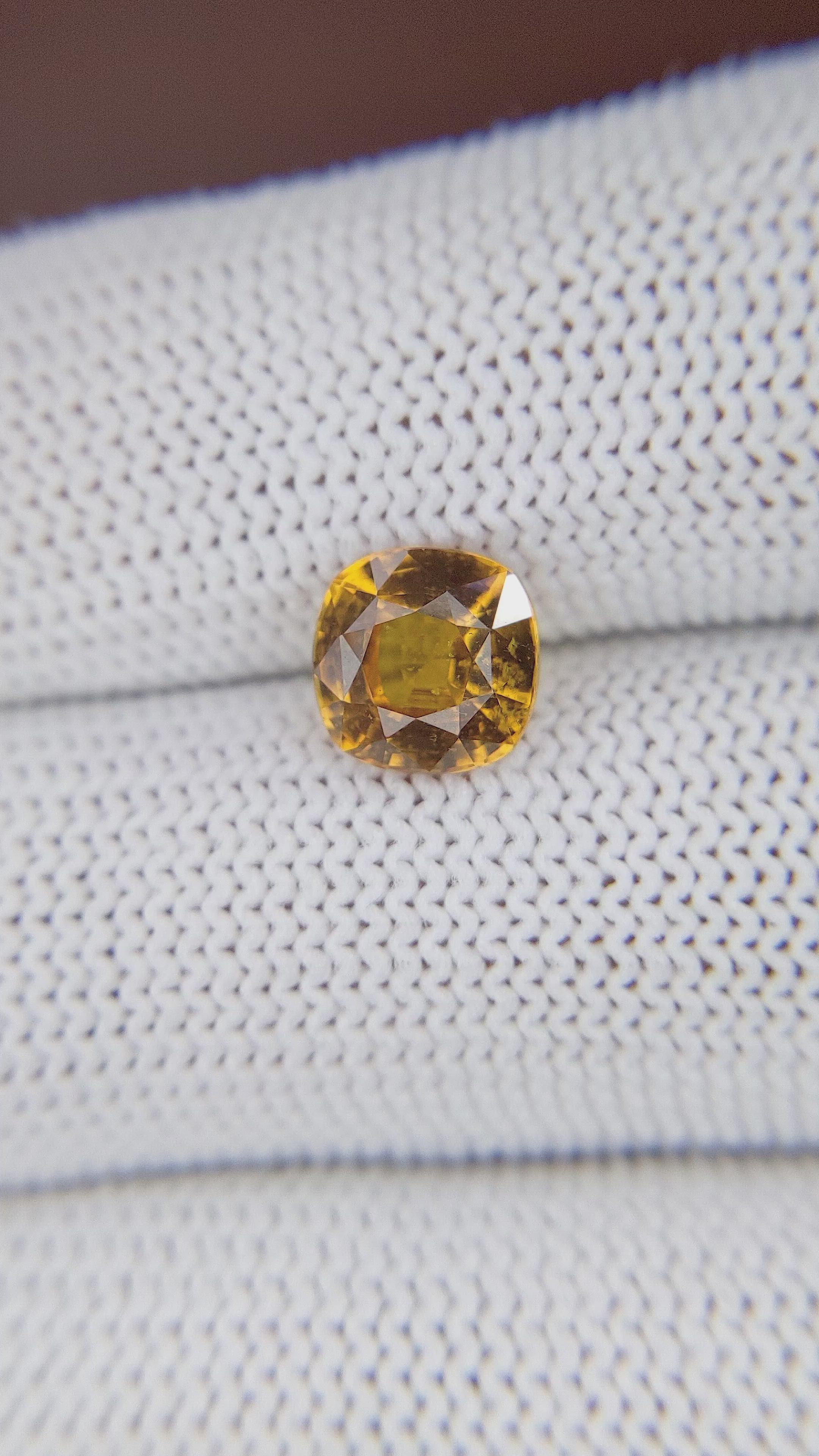 2.48 Ct. Orangish Yellow Sapphire from Ceylon (Sri Lanka) Size Video