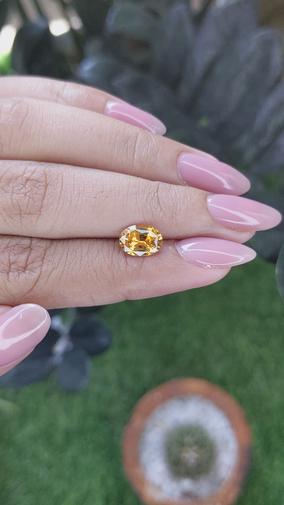 1.83 Ct. Orangish Yellow Sapphire from Ceylon (Sri Lanka) Size Video