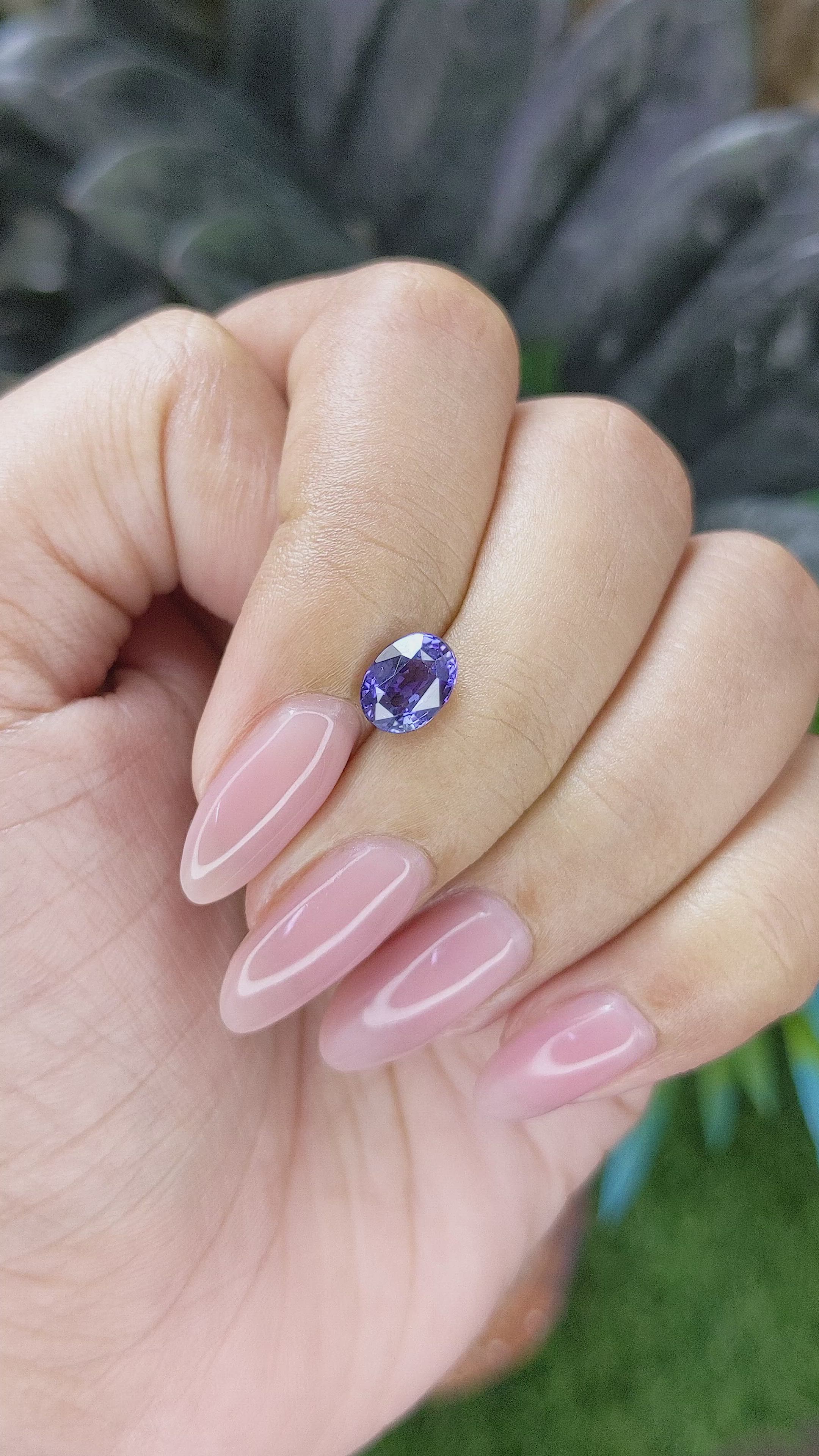 1.56 Ct. Purplish Blue Sapphire from Ceylon (Sri Lanka) Size Video