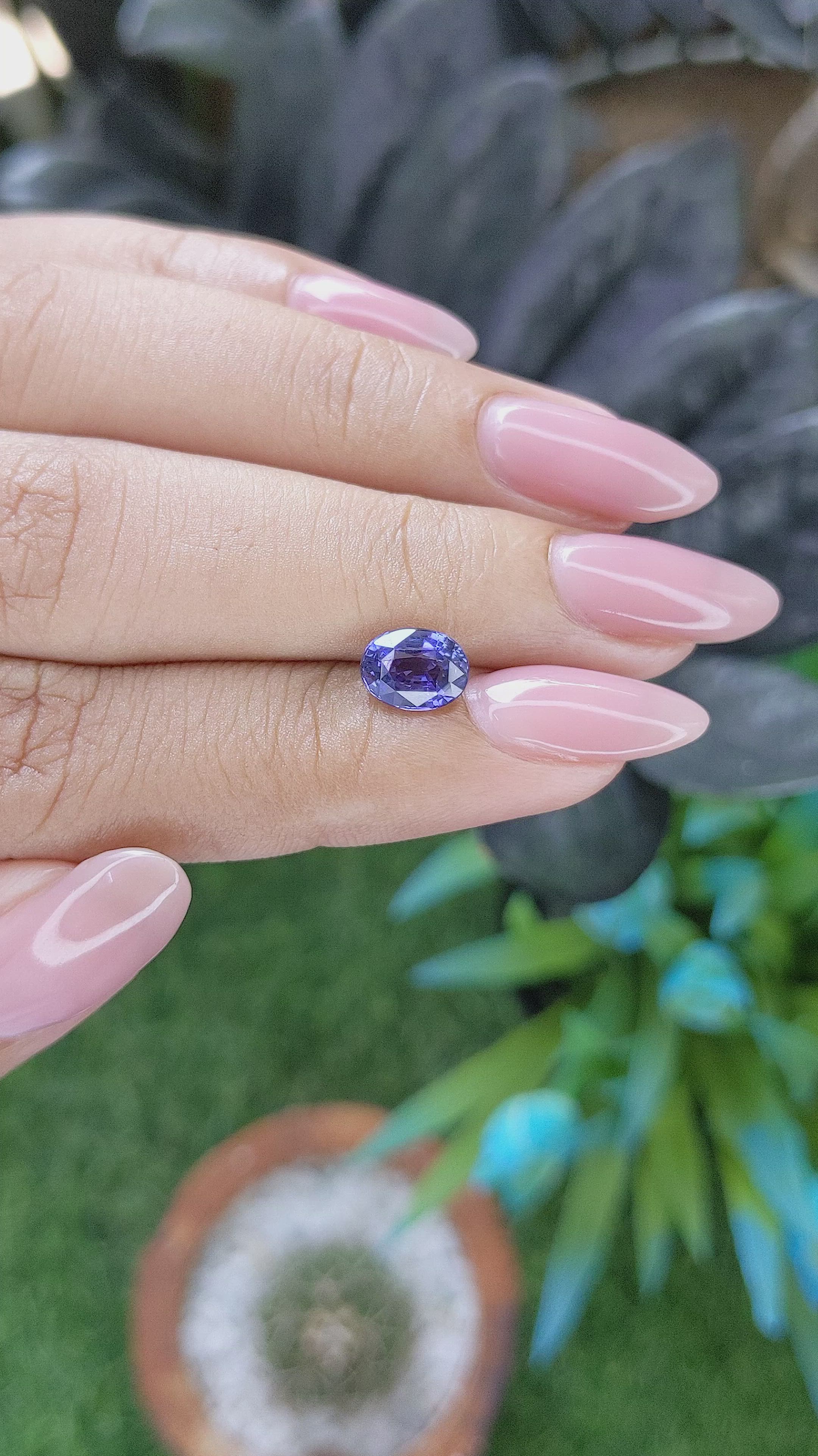 1.56 Ct. Purplish Blue Sapphire from Ceylon (Sri Lanka) Size Video