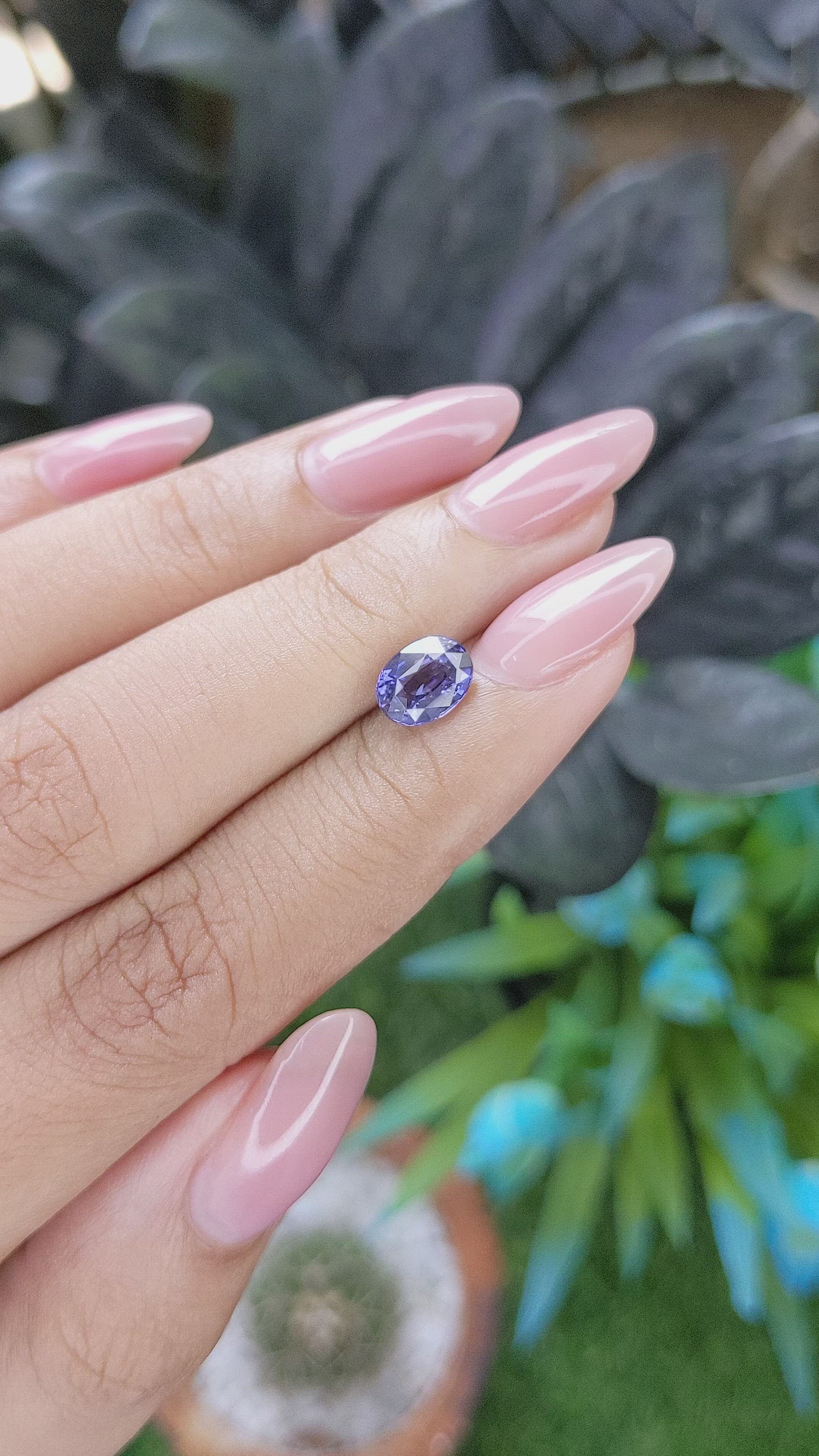 1.56 Ct. Purplish Blue Sapphire from Ceylon (Sri Lanka) Size Video