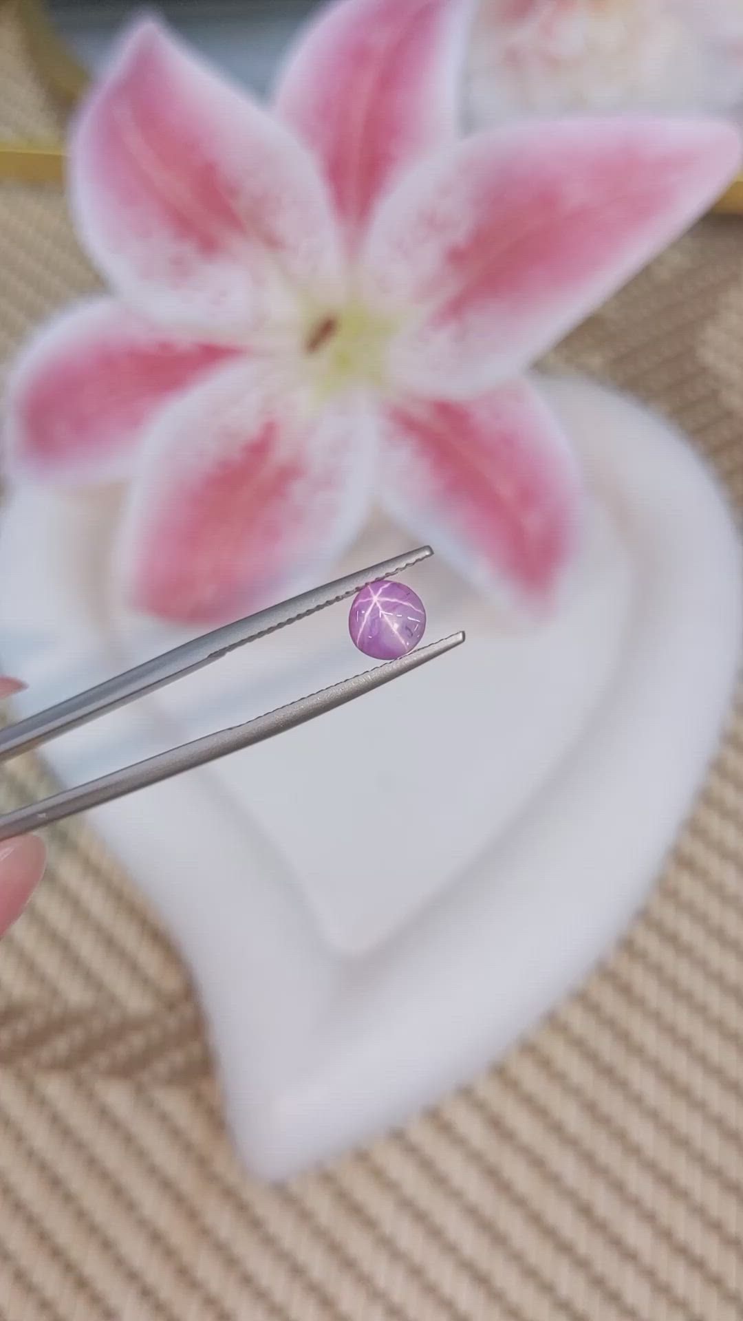 0.97 Ct. Pinkish Purple Star Sapphire from Ceylon (Sri Lanka) Size Video