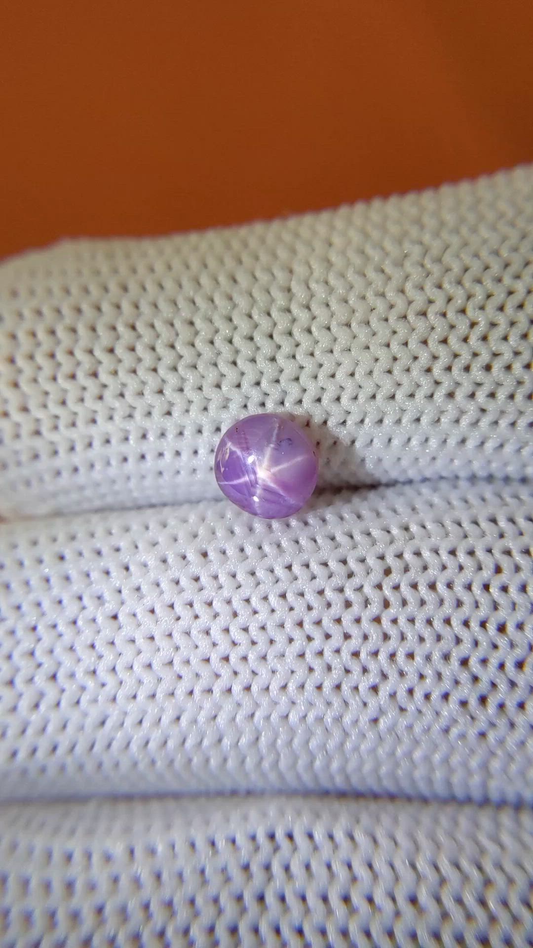 0.97 Ct. Pinkish Purple Star Sapphire from Ceylon (Sri Lanka) Size Video