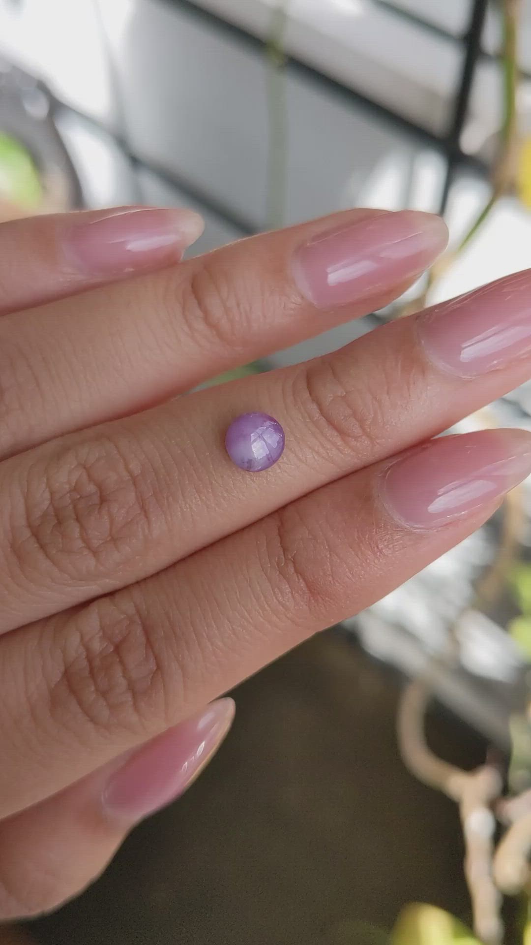 0.97 Ct. Pinkish Purple Star Sapphire from Ceylon (Sri Lanka) Size Video