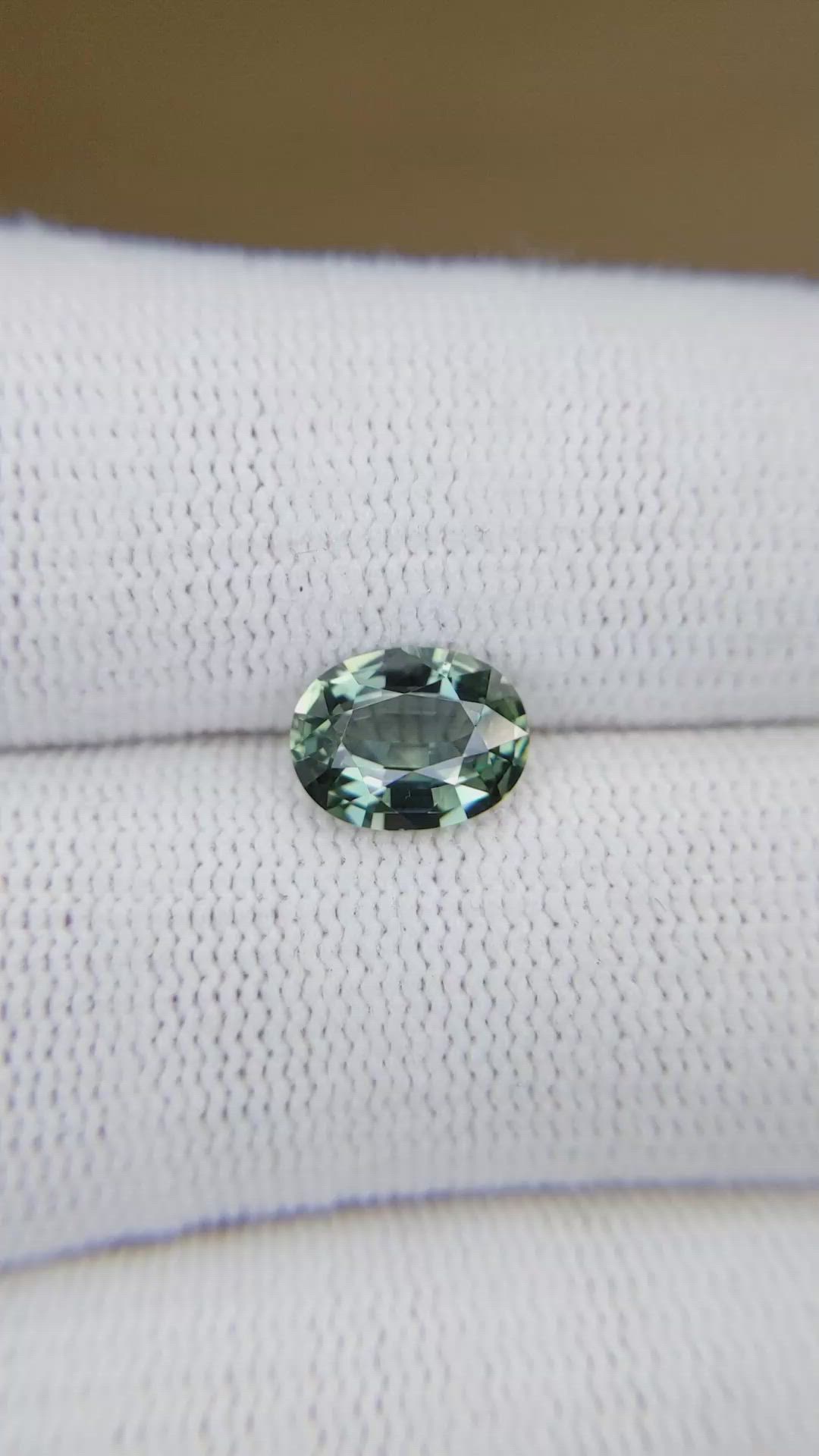 2.05 Ct. Bluish Green Sapphire from Madagascar Size Video