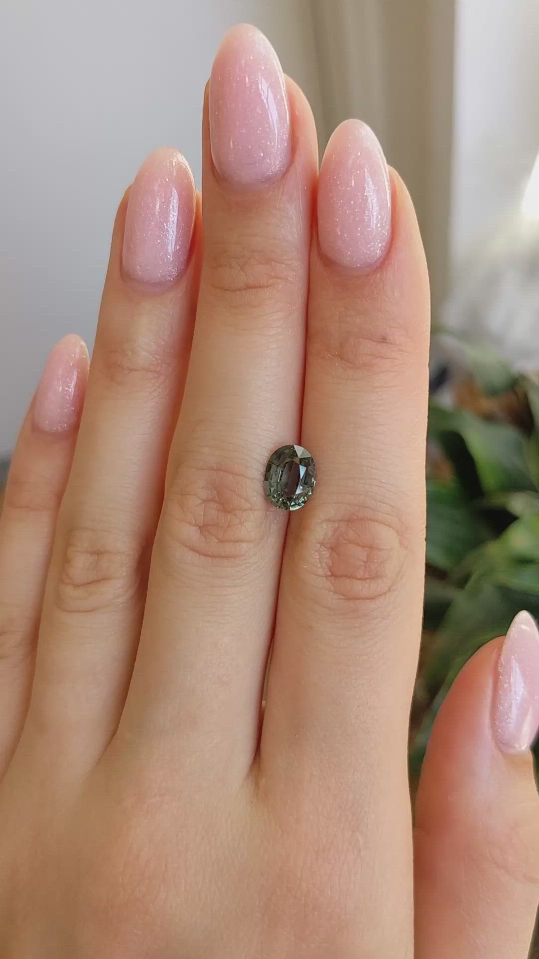 2.05 Ct. Bluish Green Sapphire from Madagascar Size Video