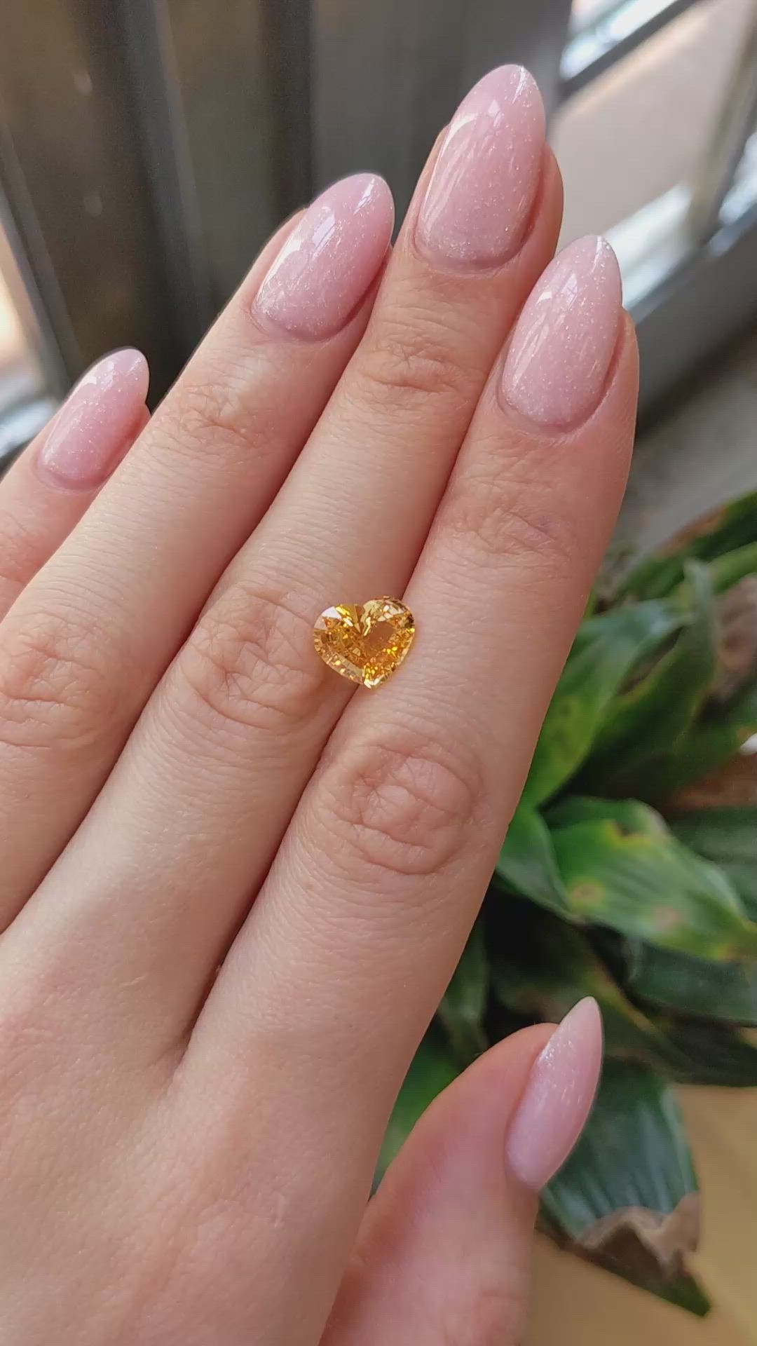 3.12 Ct. Orangish Yellow Sapphire from Ceylon (Sri Lanka) Size Video