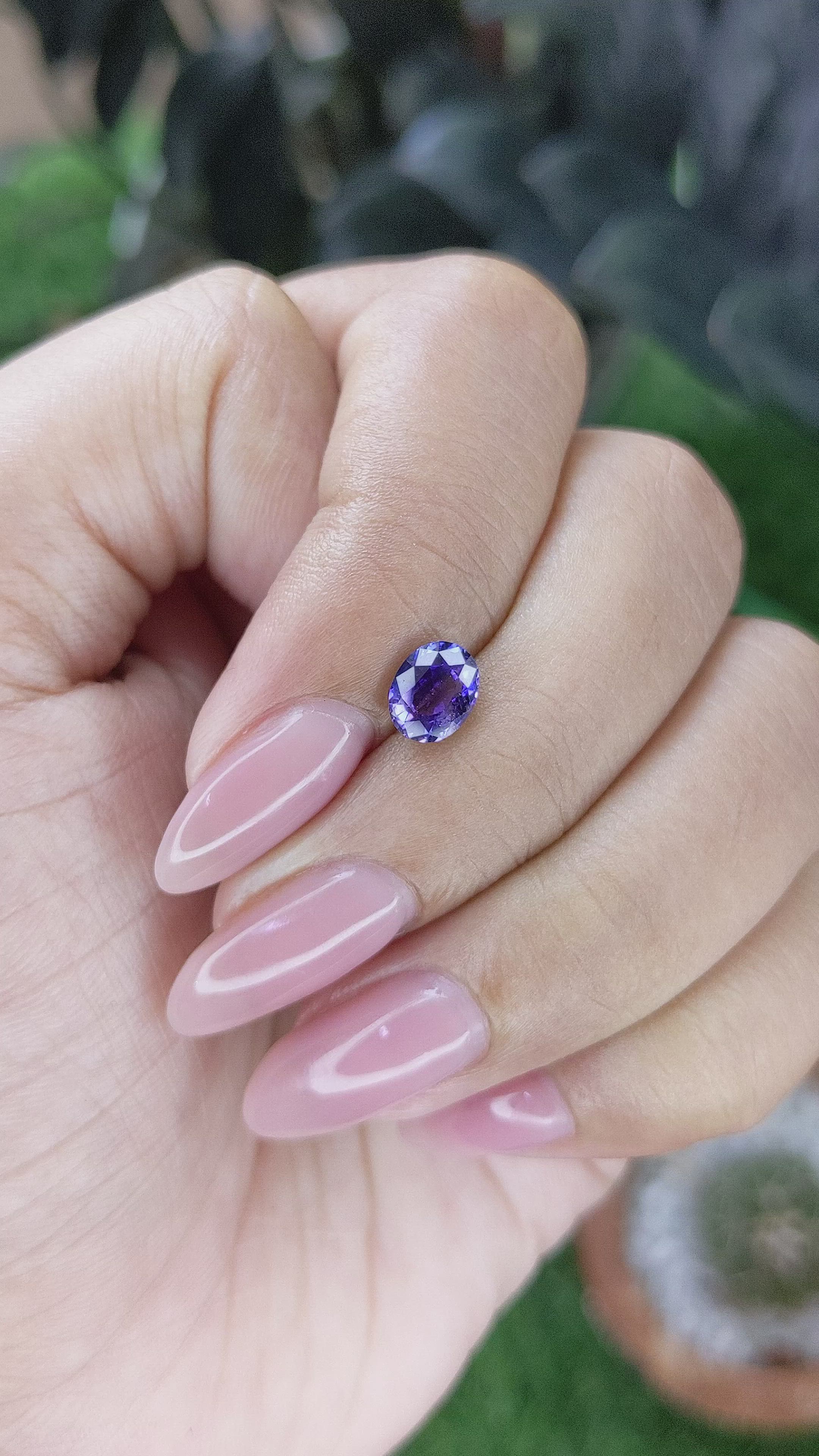 1.05 Ct. Purplish Blue Sapphire from Tanzania Size Video