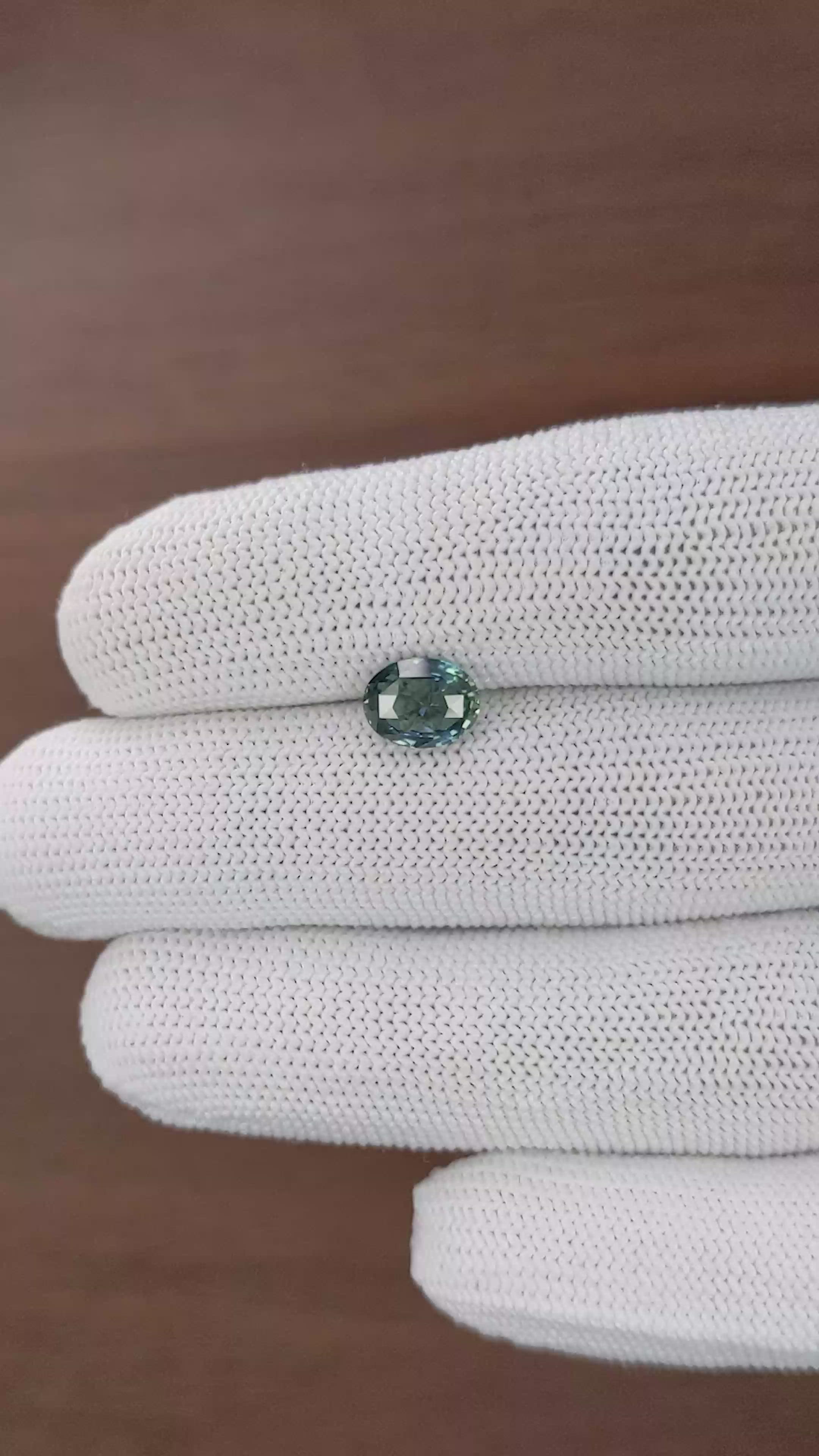 2.07 Ct. Bluish Green Sapphire from Madagascar Size Video