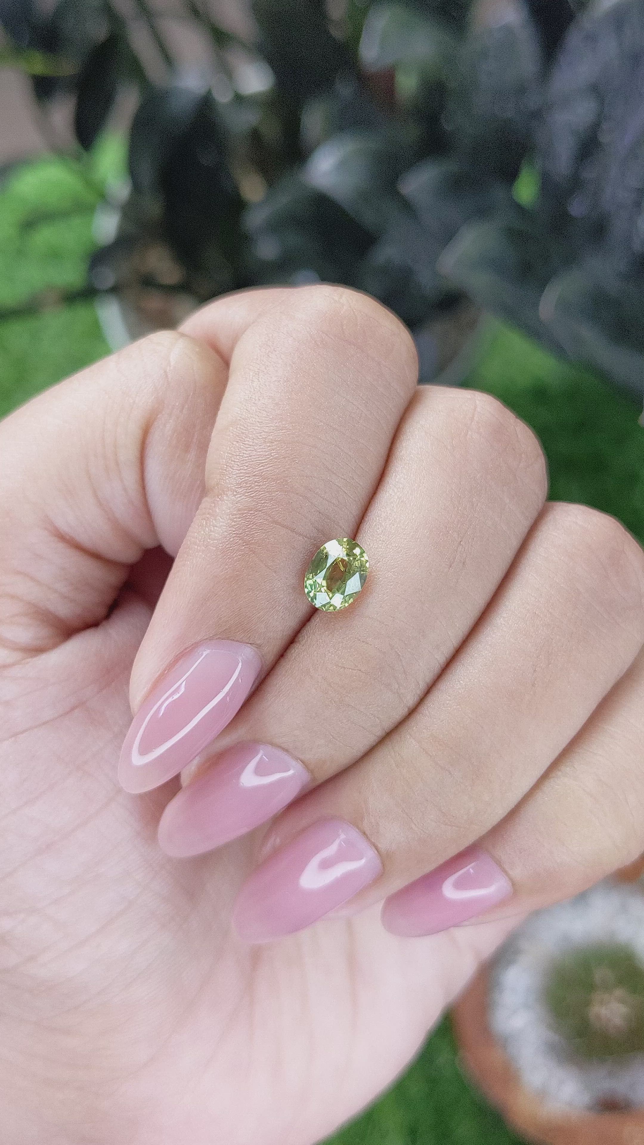 1.08 Ct. Yellowish Green Sapphire from Madagascar Size Video